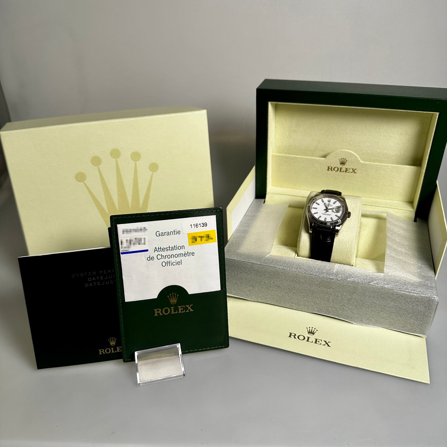 Rolex Datejust 36, leather strap, folding clasp, LC100, 116138