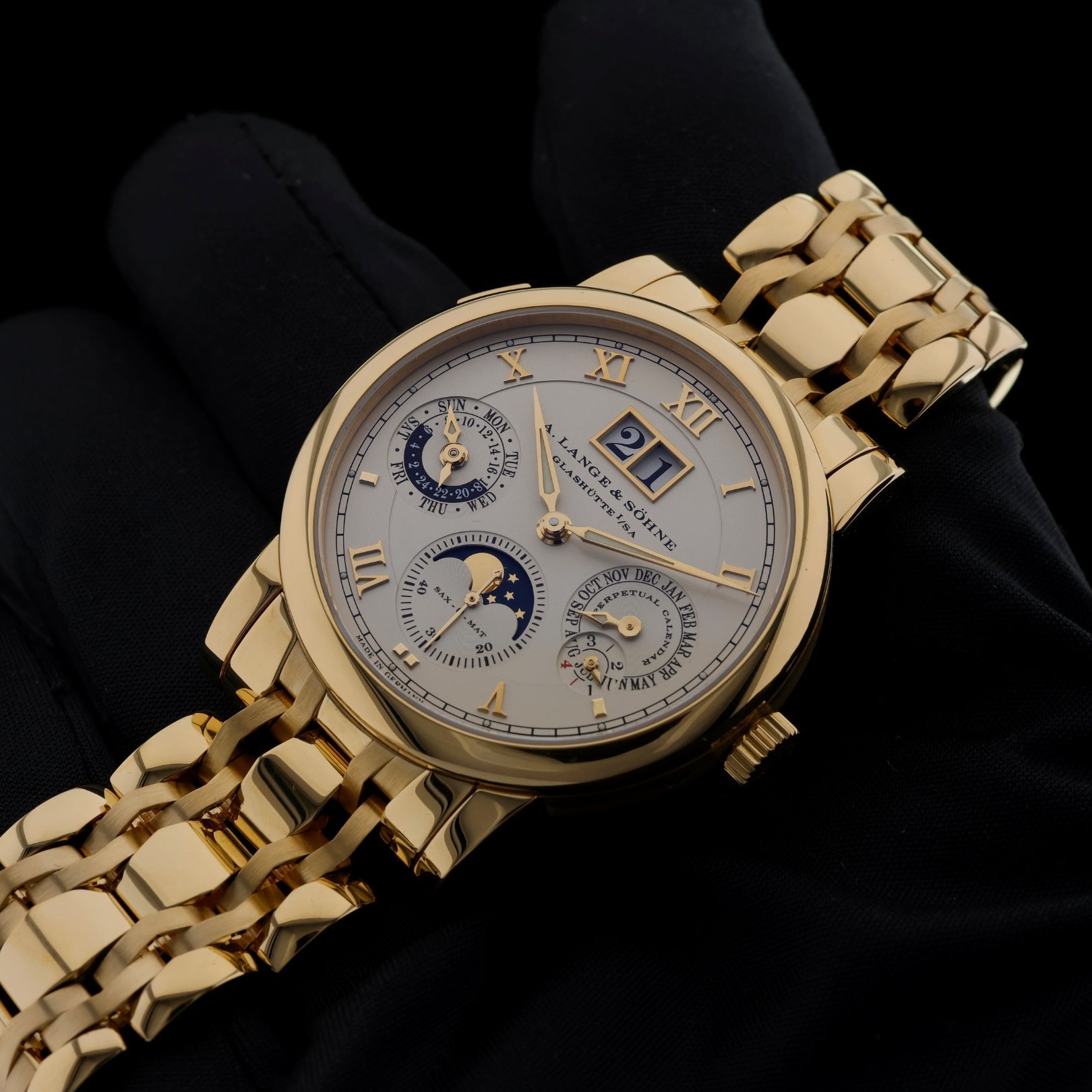 A. Lange & Söhne Langematik Perpetual, Gelbgold, Ref. 310.221E, mit ALS - Service 2025 & ALS - Nachweis, Uhrenbeweger / Box - LUXUHRIA