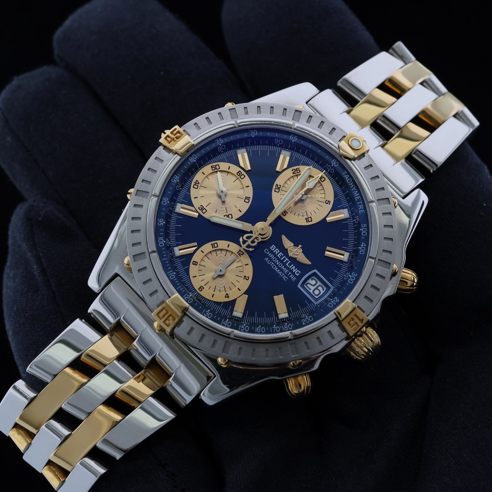 Breitling Chronomat "GT" 39mm, Blau Golden, Automatik, Ref. B13352, Stahl/Gold, Box - LUXUHRIA