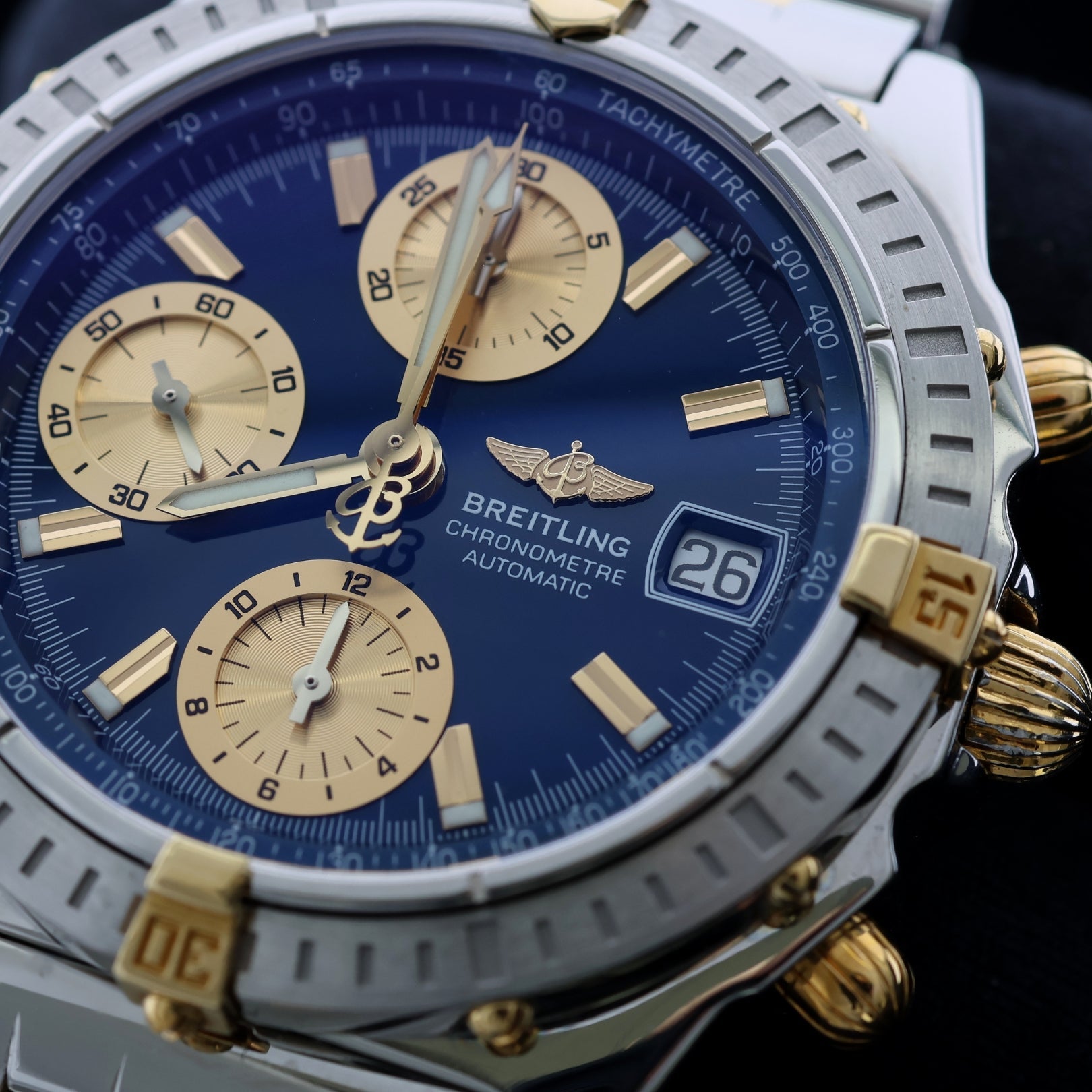 Breitling Chronomat "GT" 39mm, Blau Golden, Automatik, Ref. B13352, Stahl/Gold, Box - LUXUHRIA