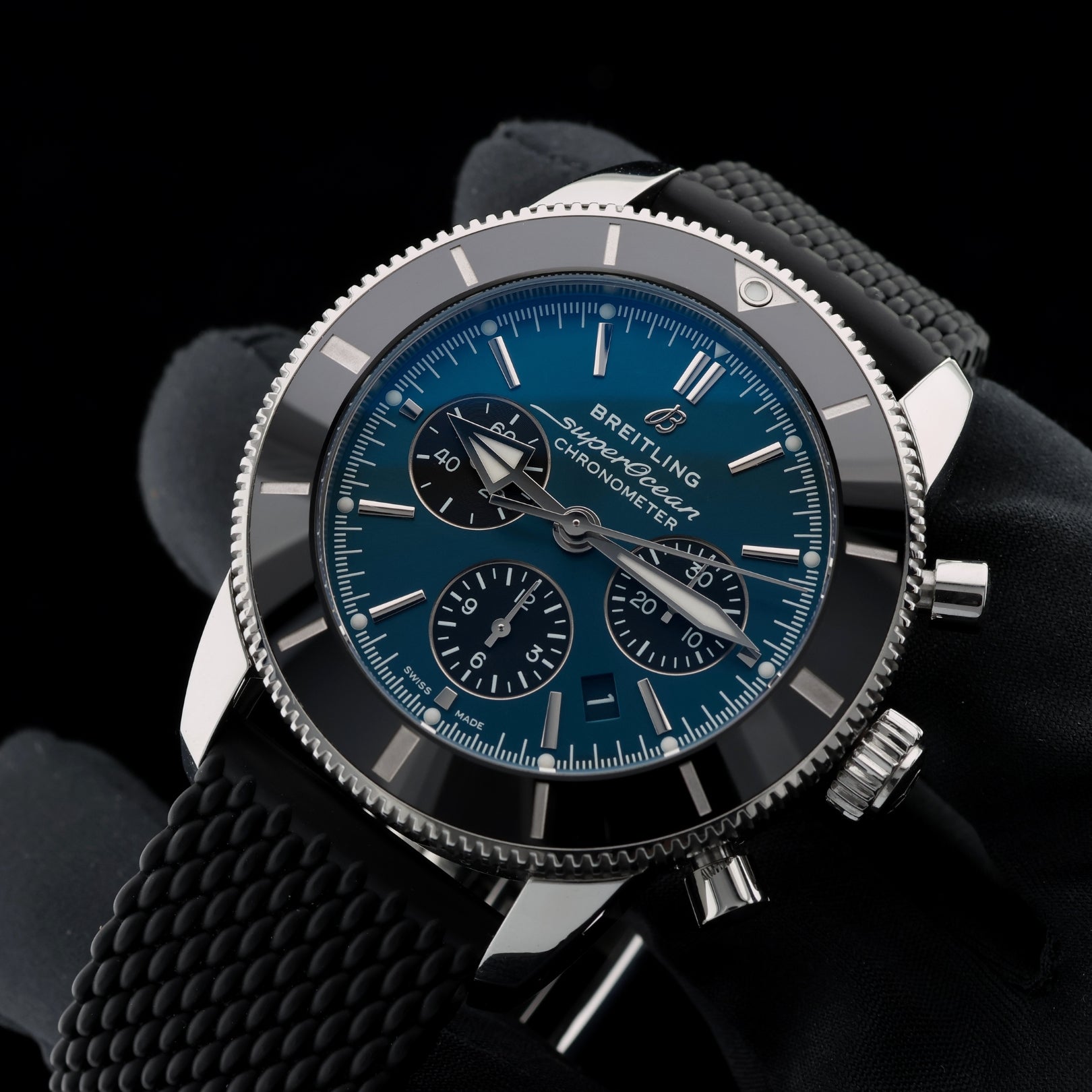 Breitling Superocean Heritage B01 Chronograph 44, Blau, Ref. AB0162121C1S1, 05 - 2024, B+P - LUXUHRIA