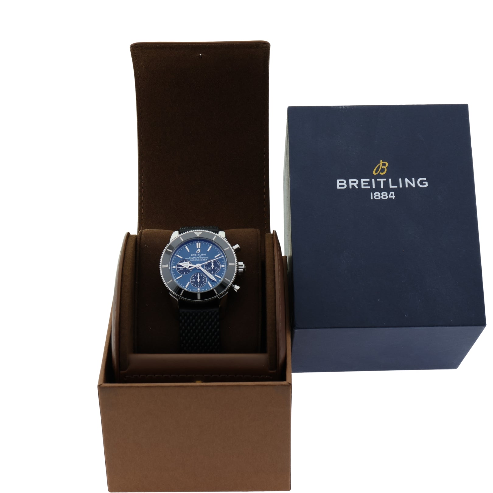 Breitling Superocean Heritage B01 Chronograph 44, Blau, Ref. AB0162121C1S1, 05 - 2024, B+P - LUXUHRIA