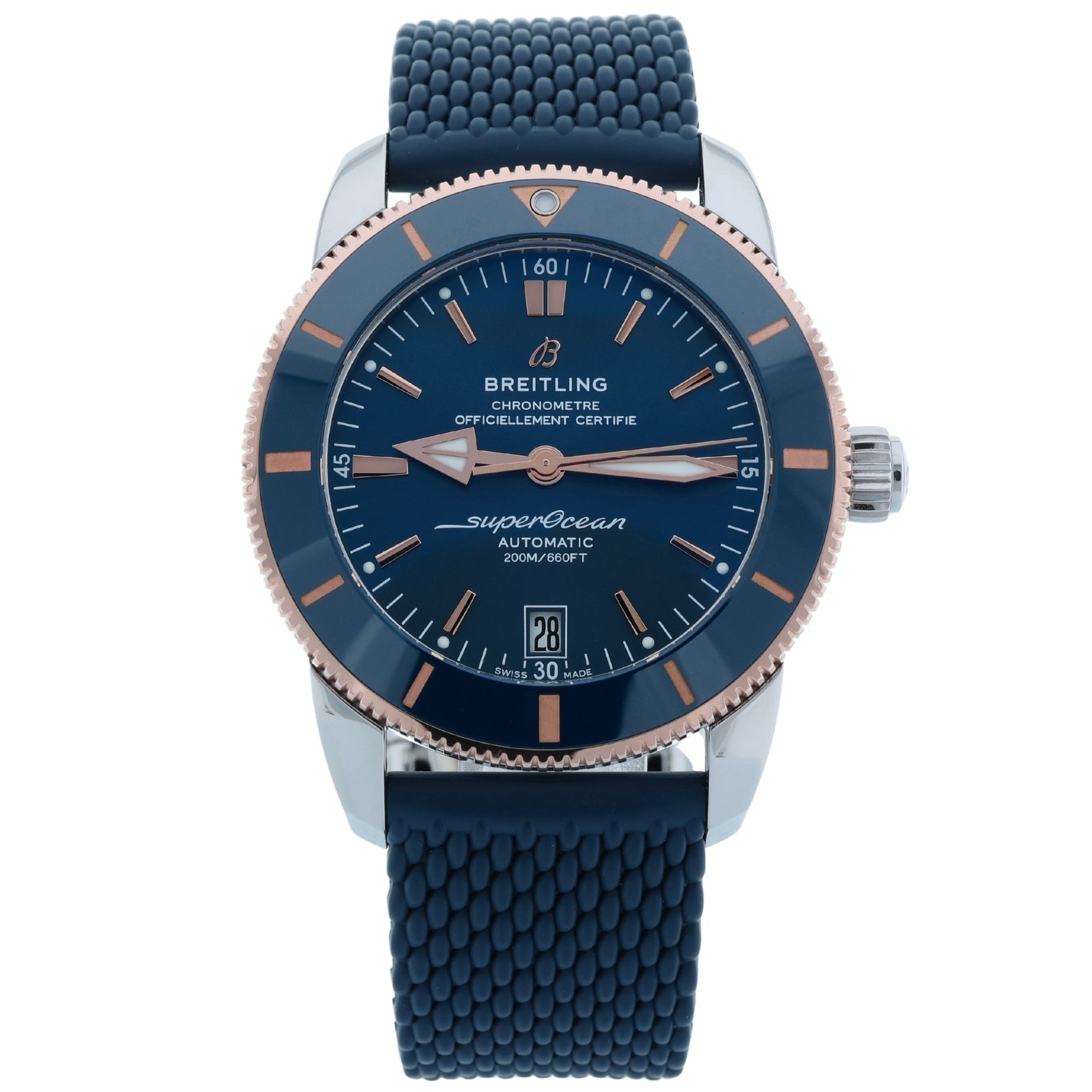 Breitling Superocean Heritage B20 Automatic 42, Edelstahl/Rosegold, Kautschukband, Ref. UB2010, B+P - LUXUHRIA