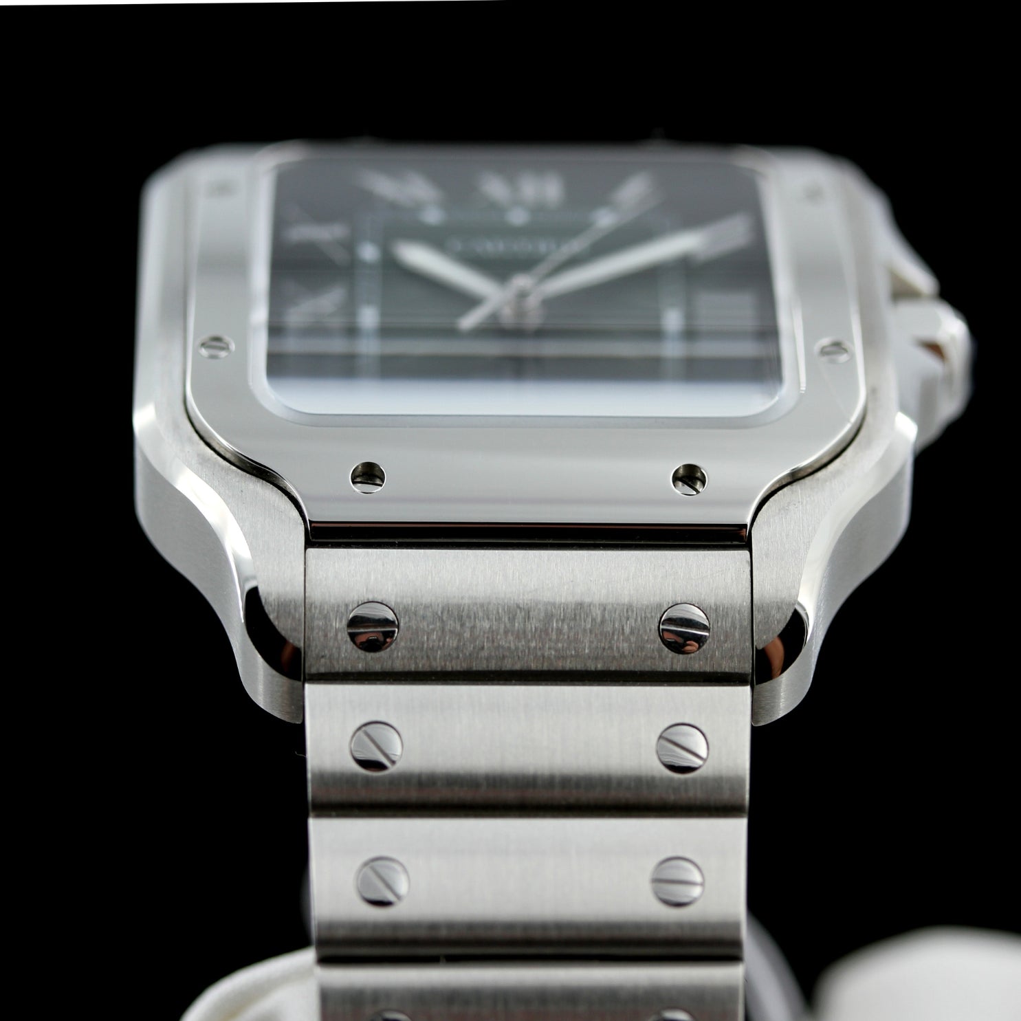 Cartier Santos de Cartier Large, großes Modell, Grün, 39.8x47.5 mm, Ref. WSSA0062, 10 - 2023, B+P - LUXUHRIA