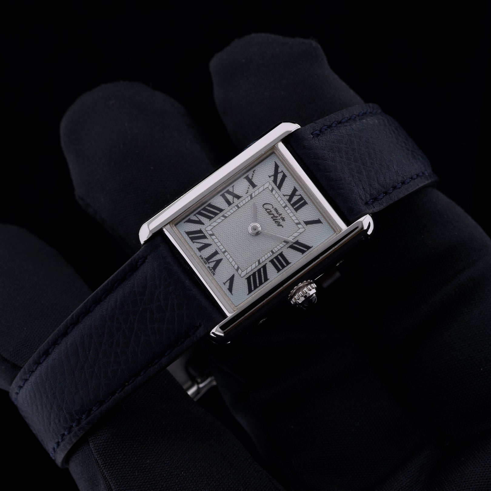 Cartier Tank Must, Light Blue Dial, Silber, Ref. 2416 / W1016530, 12-2000, B+P - LUXUHRIA