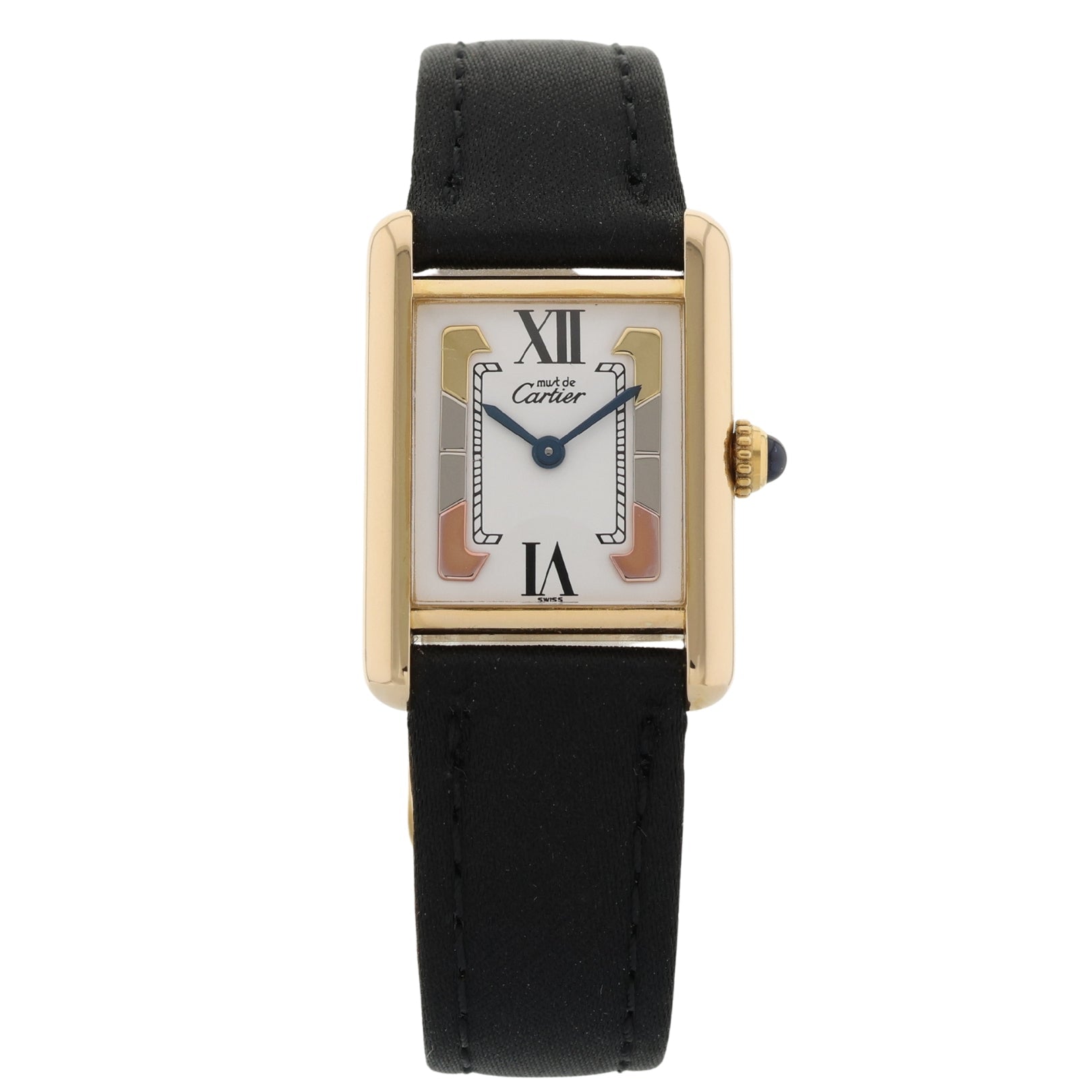 Cartier Tank Vermeil, Trinity Dial, Faltschliesse, Quartz, 20x28mm, Ref. 1613, 07-1996, B+P - LUXUHRIA