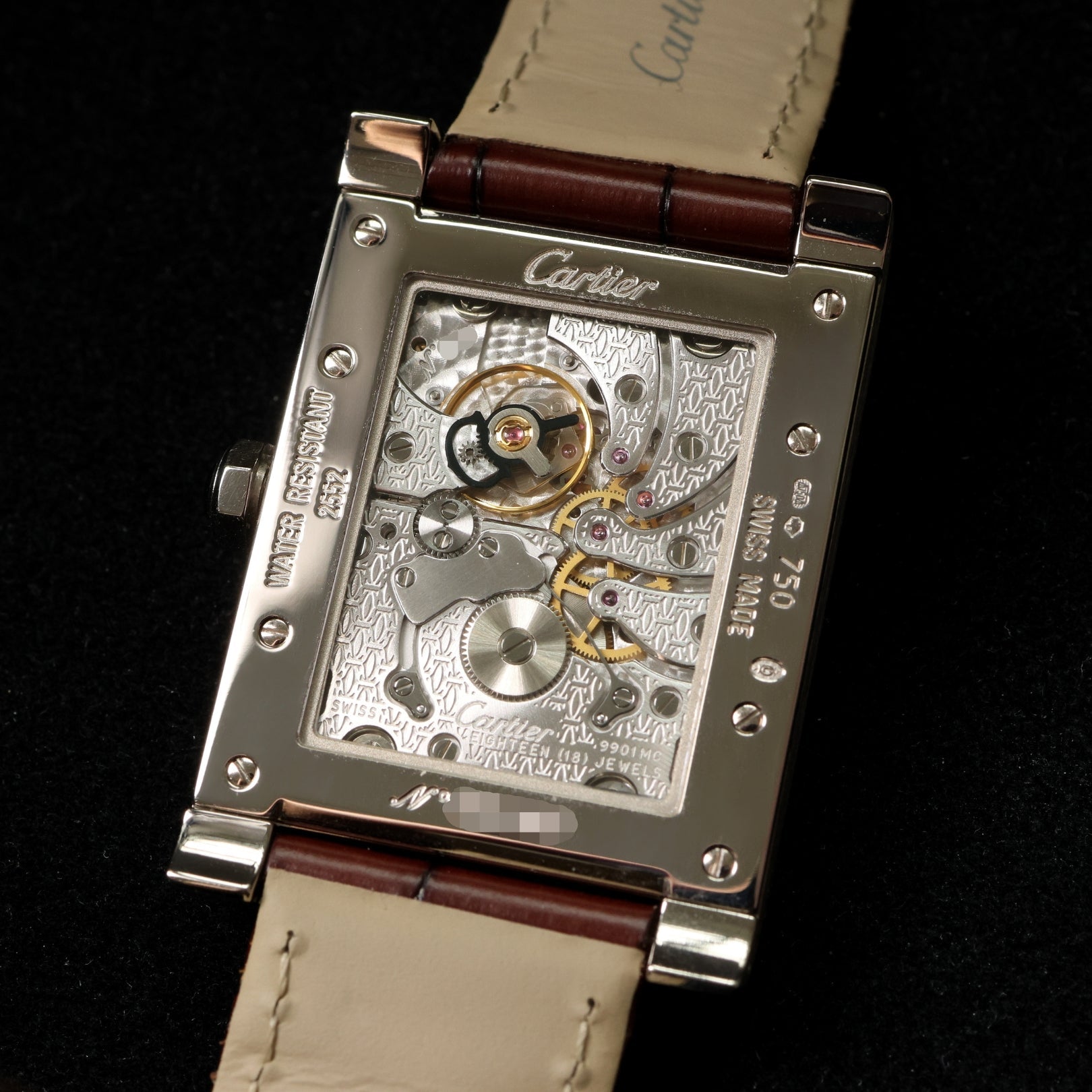 Cartier Tank Vis Dual Time, Weißgold, Lederarmband, Ref. W1534351, mit Box - LUXUHRIA