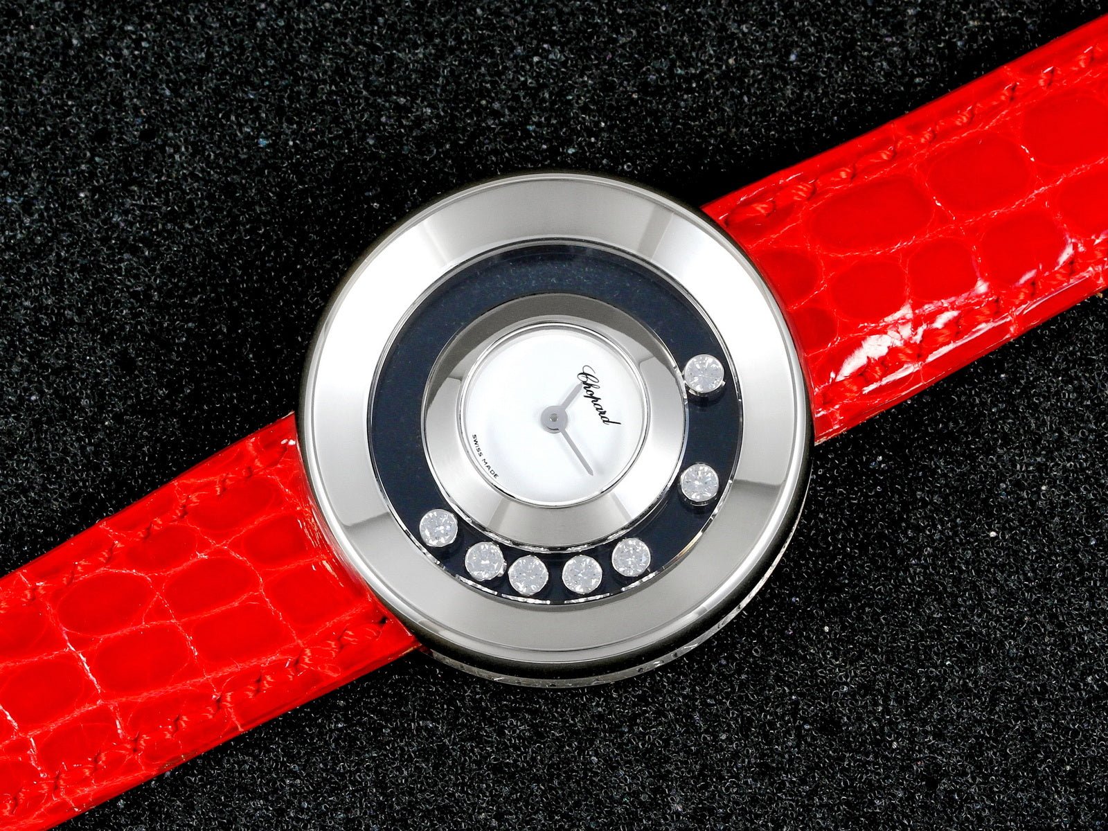 Chopard Happy Diamonds 31mm, Weissgold, 7 Diamanten, Goldschliesse, 20/6923, 206923 - LUXUHRIA