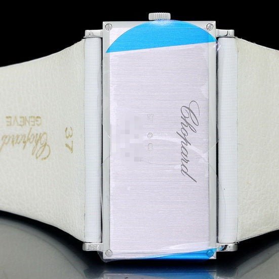 Chopard Ladies Classic, Diamond Rectangle, 18kt Weissgold, 240 Diamonds, Enamel Dial, 43x20.5mm, Ref. 139130-1001, B+P - LUXUHRIA