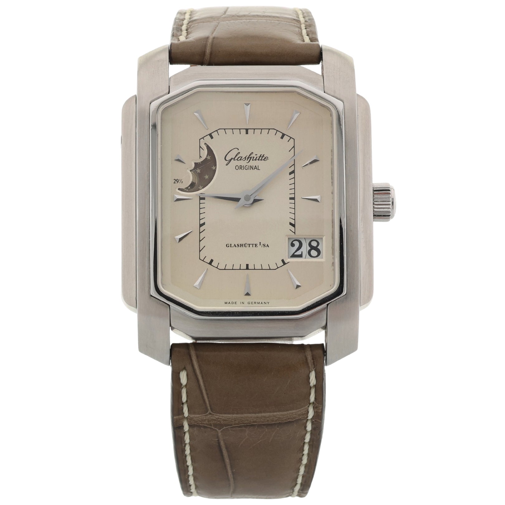 Glashütte Original Senator Karrée Mondphase, Faltschliesse, Ref. 39 - 43 - 04 - 04 - 04, 05 - 2000, B+P - LUXUHRIA