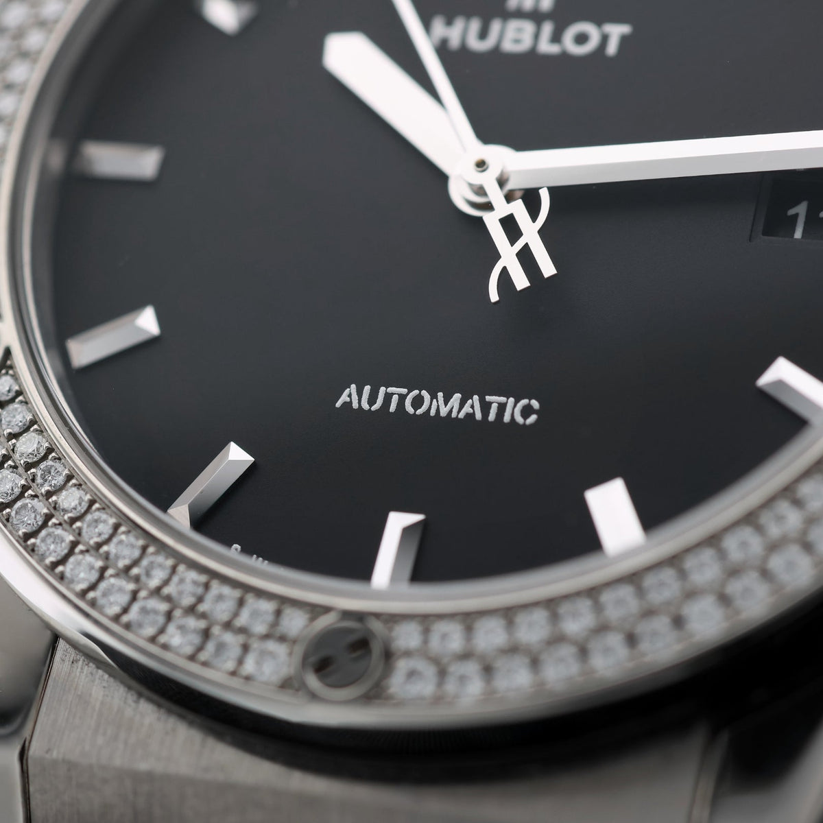 Hublot Classic Fusion Titanium, Black Dial, Diamonds, Ref. 542.NX.1171.LR.1104, 2023, B+P - LUXUHRIA