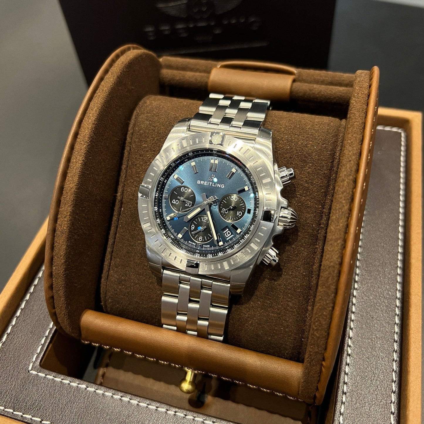 Breitling Chronomat B01 Chronograph 44, Blue, 2022, Ref. AB0115, B+P