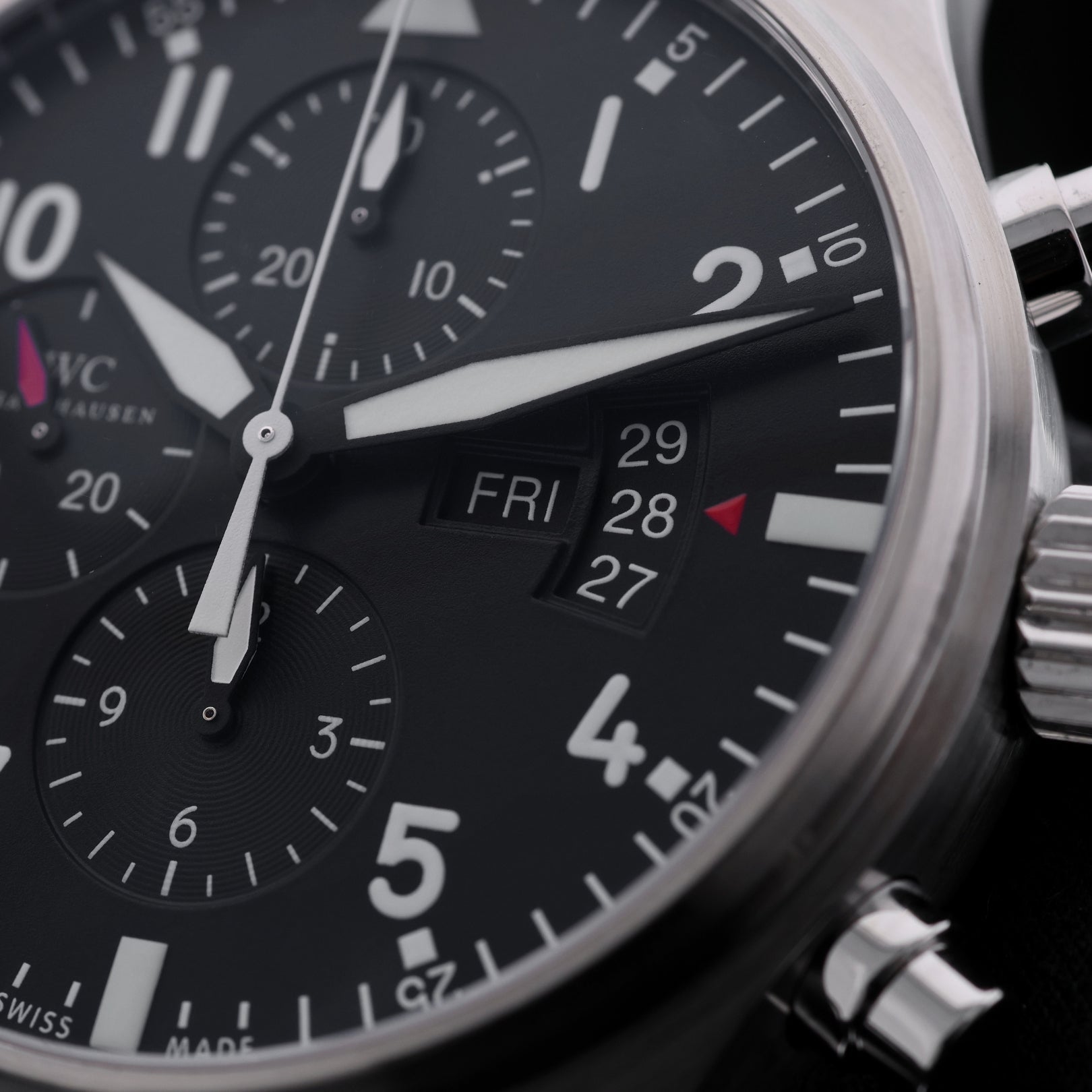 IWC Fliegeruhr Chronograph, 43 mm, LC100, Lederarmband, Ref. IW377701, 04-2014, B+P - LUXUHRIA