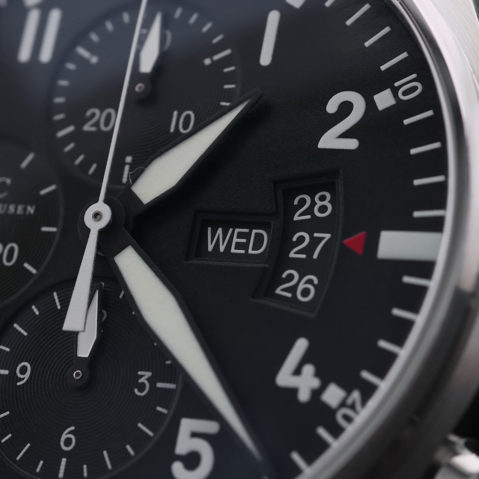 IWC Fliegeruhr Chronograph 43 mm, Stahlband, Ref. IW377701, 05 - 2014, B+P - LUXUHRIA