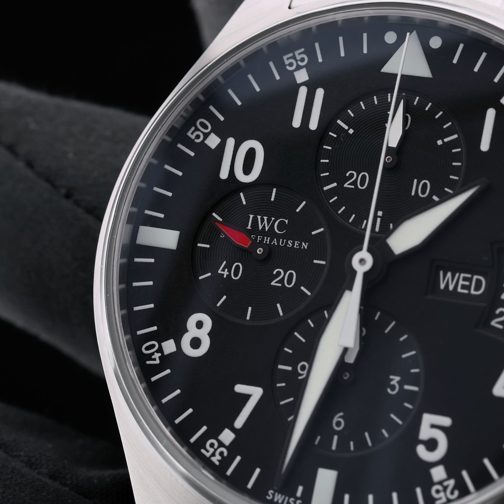 IWC Fliegeruhr Chronograph 43 mm, Stahlband, Ref. IW377701, 05 - 2014, B+P - LUXUHRIA