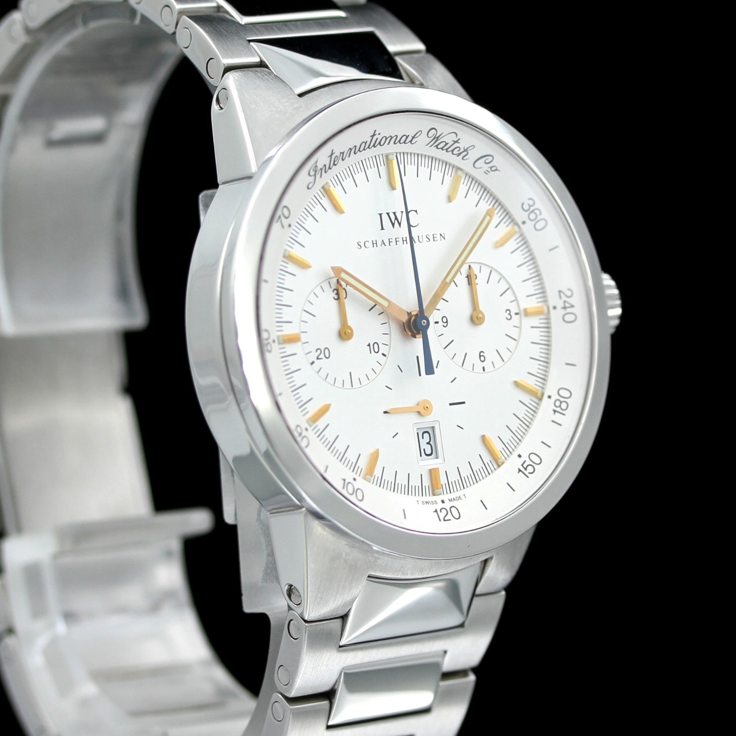 IWC GST Chronograph MecaQuartz 36.5mm Quartz, Stahlarmband, Ref. IW3727-03, B+P - LUXUHRIA