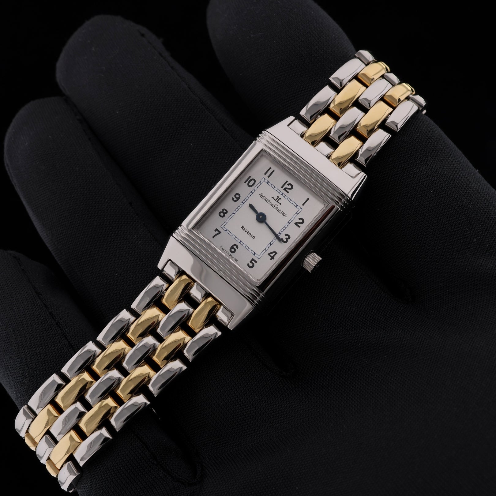 Jaeger - LeCoultre Reverso Lady, Stahl/Gold Armband, Ref. 260.8.08, 12 - 1998, B+P - LUXUHRIA