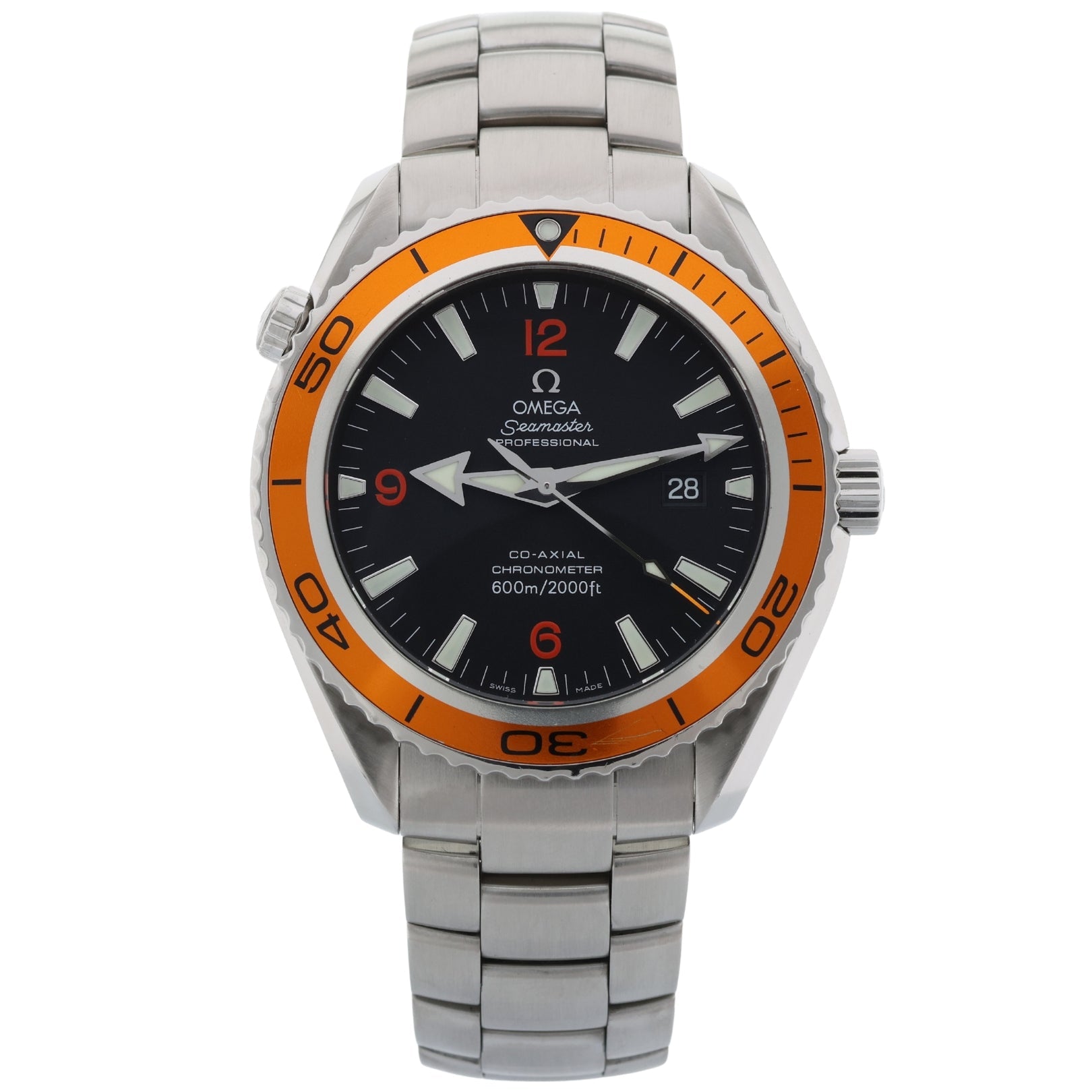Omega Seamaster Planet Ocean 600M, LC100, Stahl - & Lederarmband, Ref. 2208.50.00, 04 - 2010, B+P - LUXUHRIA