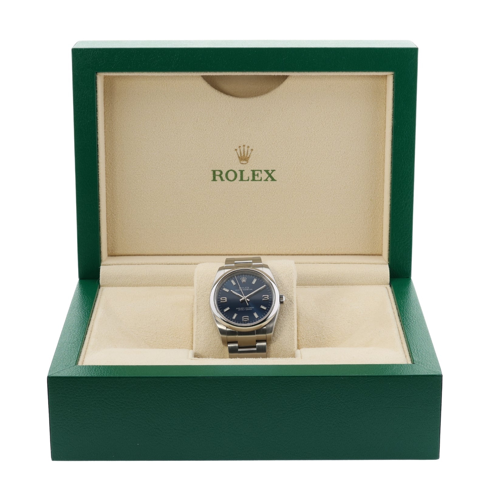 Rolex Air King, Blue Dial, 34 mm, Erstkaufrechnung, LC100, Ref. 114200, 12-2016, B+P - LUXUHRIA