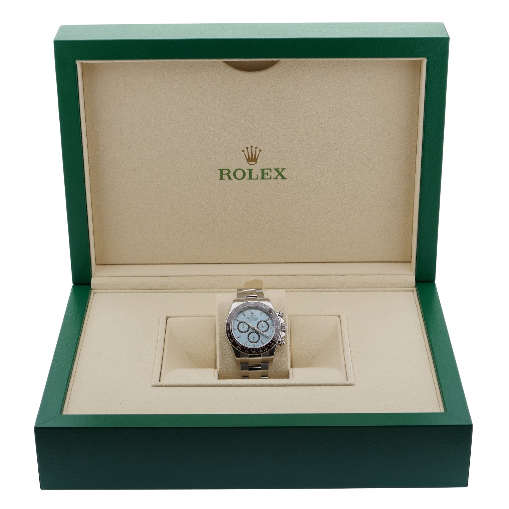 Rolex Cosmograph Daytona Platin, Ice Blue Dial, Fullsticker, Ref. 126506, 2024, B+P - LUXUHRIA
