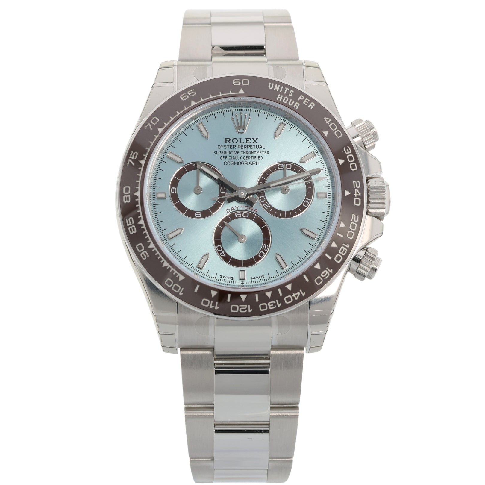 Rolex Cosmograph Daytona Platin, Ice Blue Dial, Fullsticker, Ref. 126506, 2024, B+P - LUXUHRIA