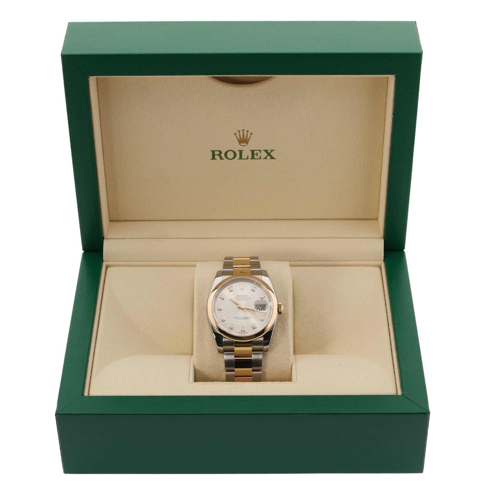 Rolex Datejust 36, Diamond Dial, Silver, Oyster, Ref. 116203, LC100, 02 - 2017, B+P - LUXUHRIA