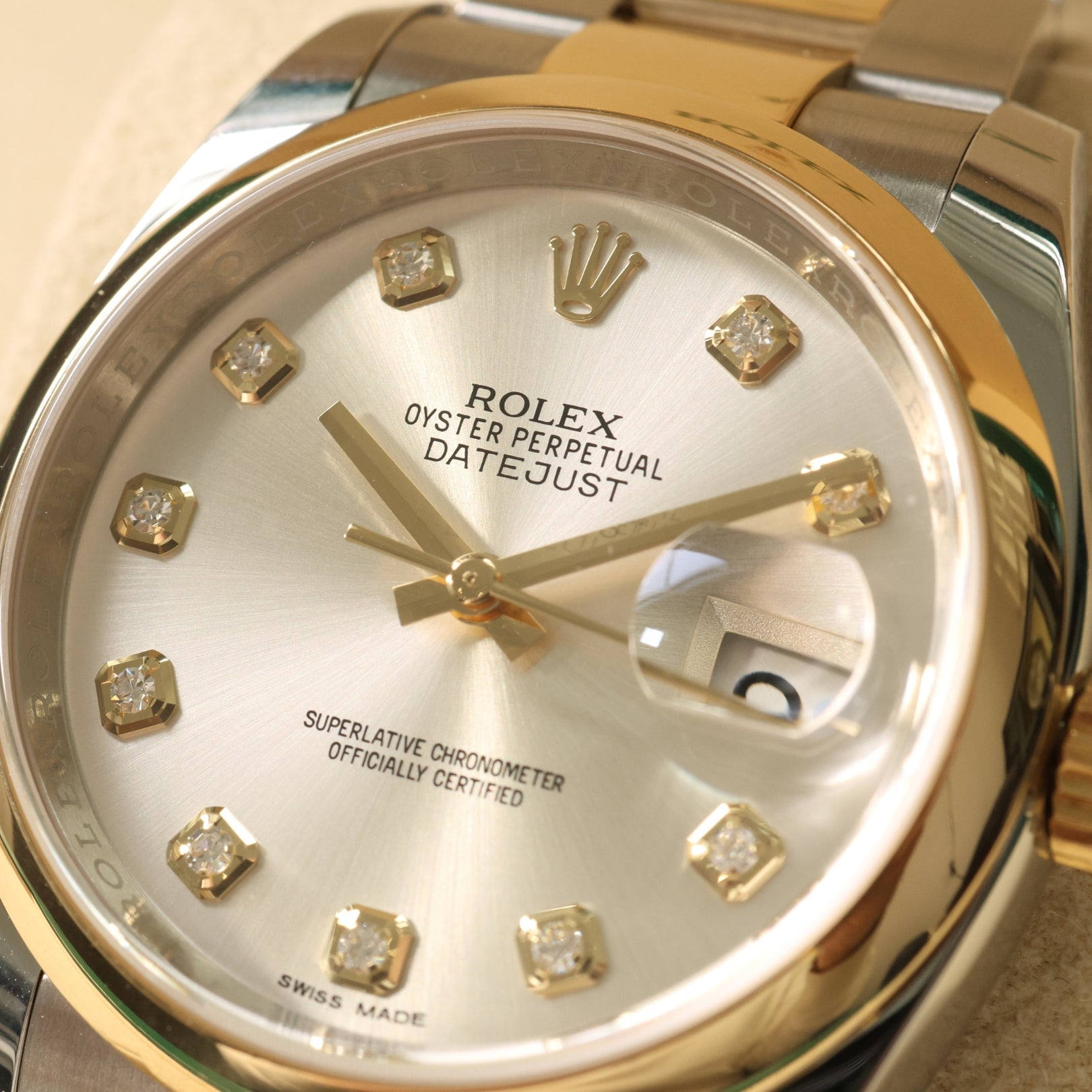 Rolex Datejust 36, Diamond Dial, Silver, Oyster, Ref. 116203, LC100, 02 - 2017, B+P - LUXUHRIA