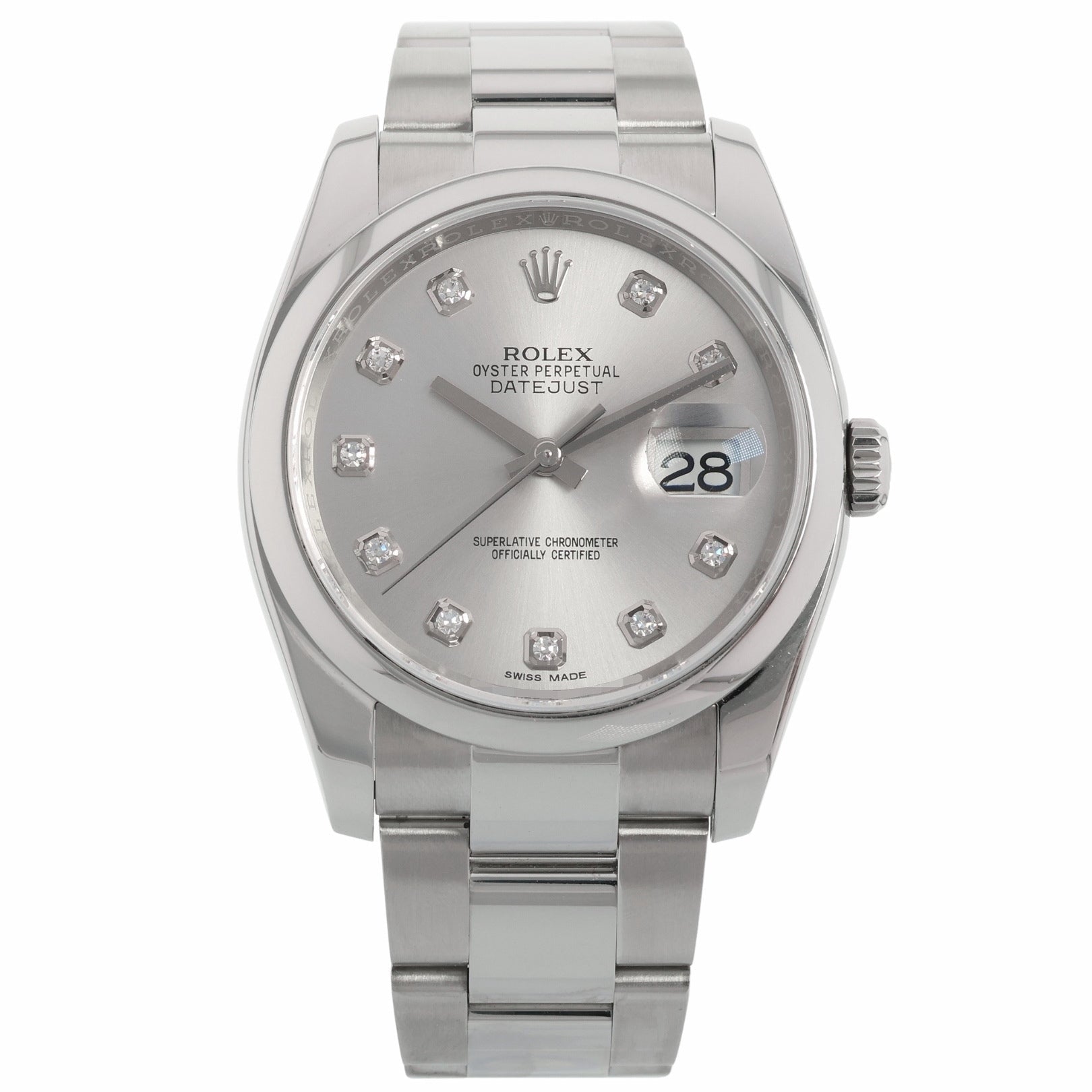 Rolex Datejust 36, Oyster, Silver Diamond Dial, LC100, Ref. 116200, 11-2016, B+P - LUXUHRIA