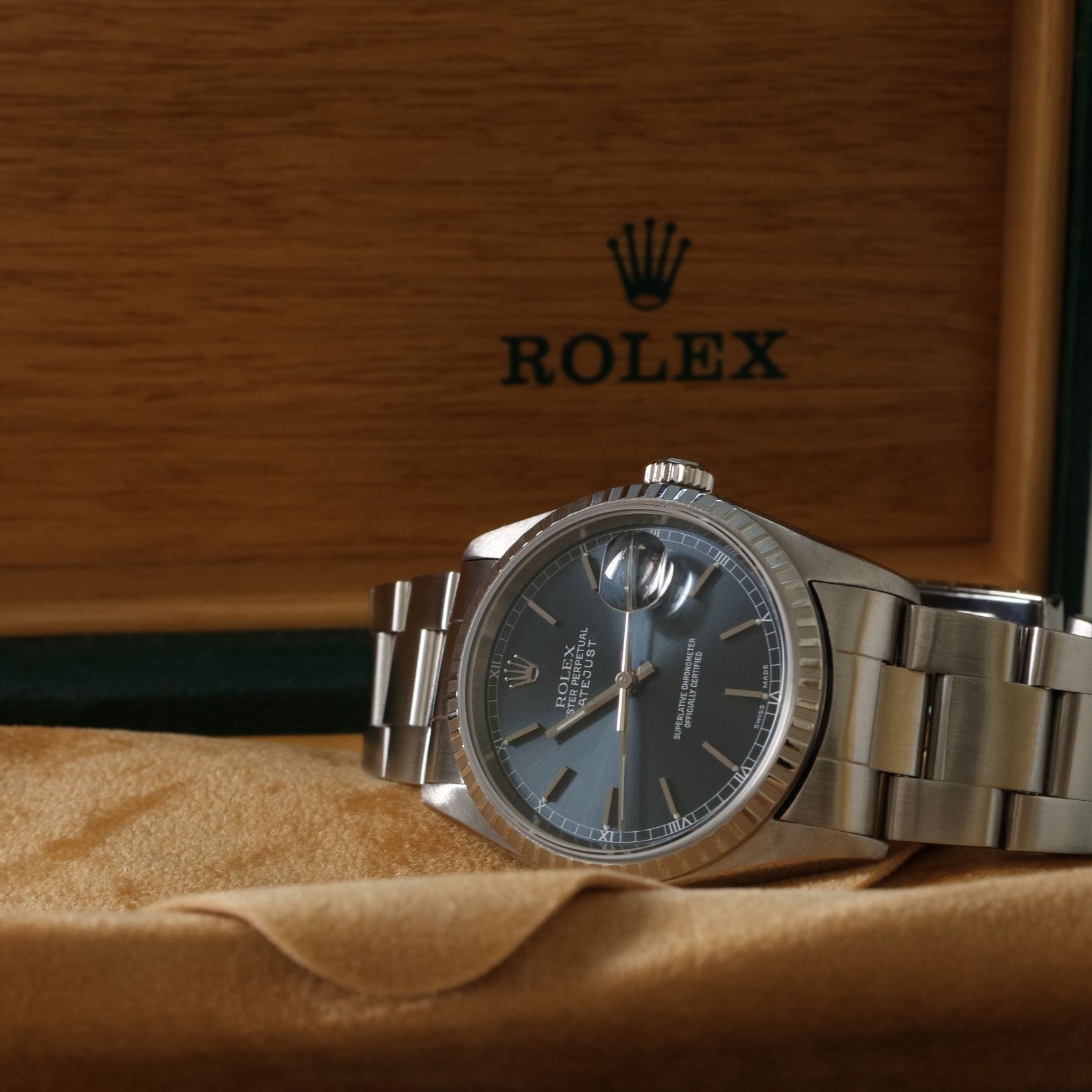 Rolex Datejust 36, Vintage, Oyster, Blau, Ref. 16220, 05 - 2000, B+P - LUXUHRIA