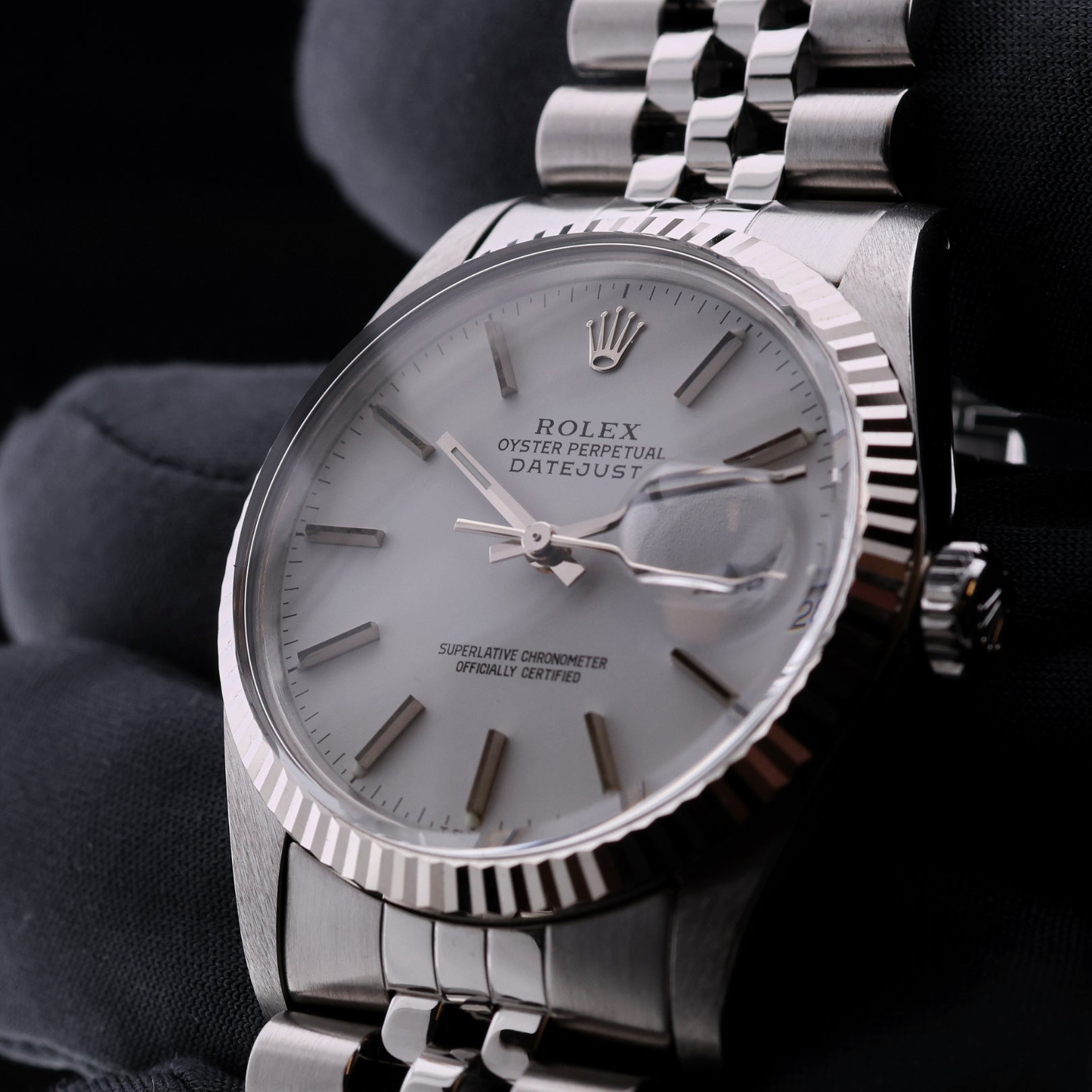 Rolex Datejust 36, Vintage, Service 06/2026, Weißgold Lünette, White Dial, Ref. 16014, 1984, mit Box - LUXUHRIA