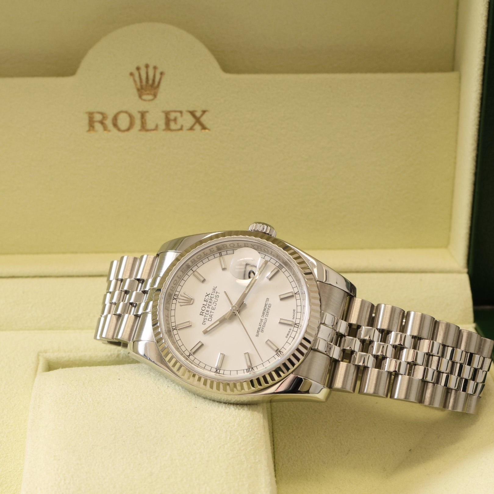 Rolex Datejust 36, White Dial, Jubilee, Service 2023, Ref. 116234, 03-2012, B+P - LUXUHRIA