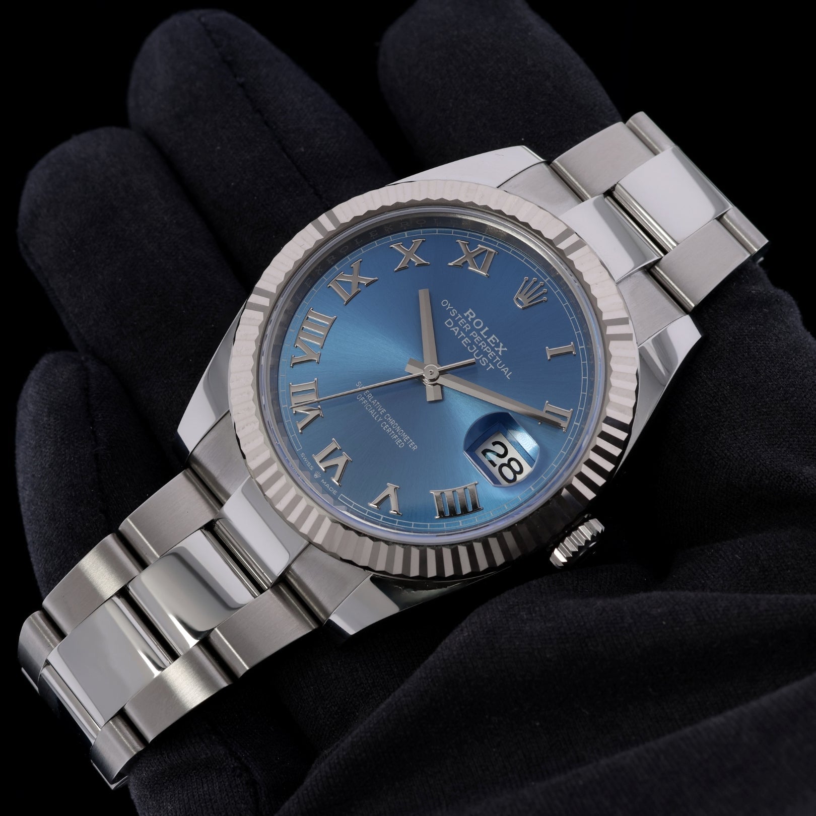 Rolex Datejust 41, Azurroblau Zifferblatt, Oyster, Ref. 126334, 2025, B+P - LUXUHRIA