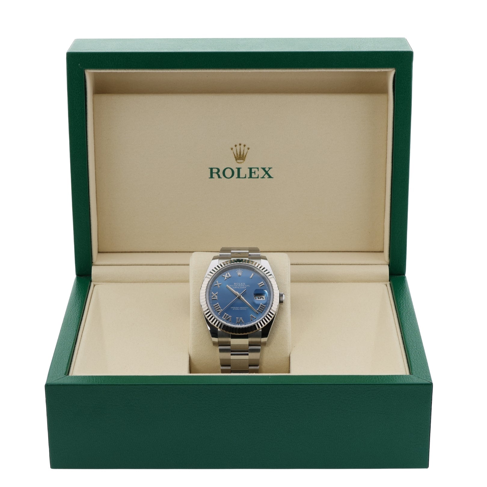 Rolex Datejust 41, Azurroblau Zifferblatt, Oyster, Ref. 126334, 2025, B+P - LUXUHRIA