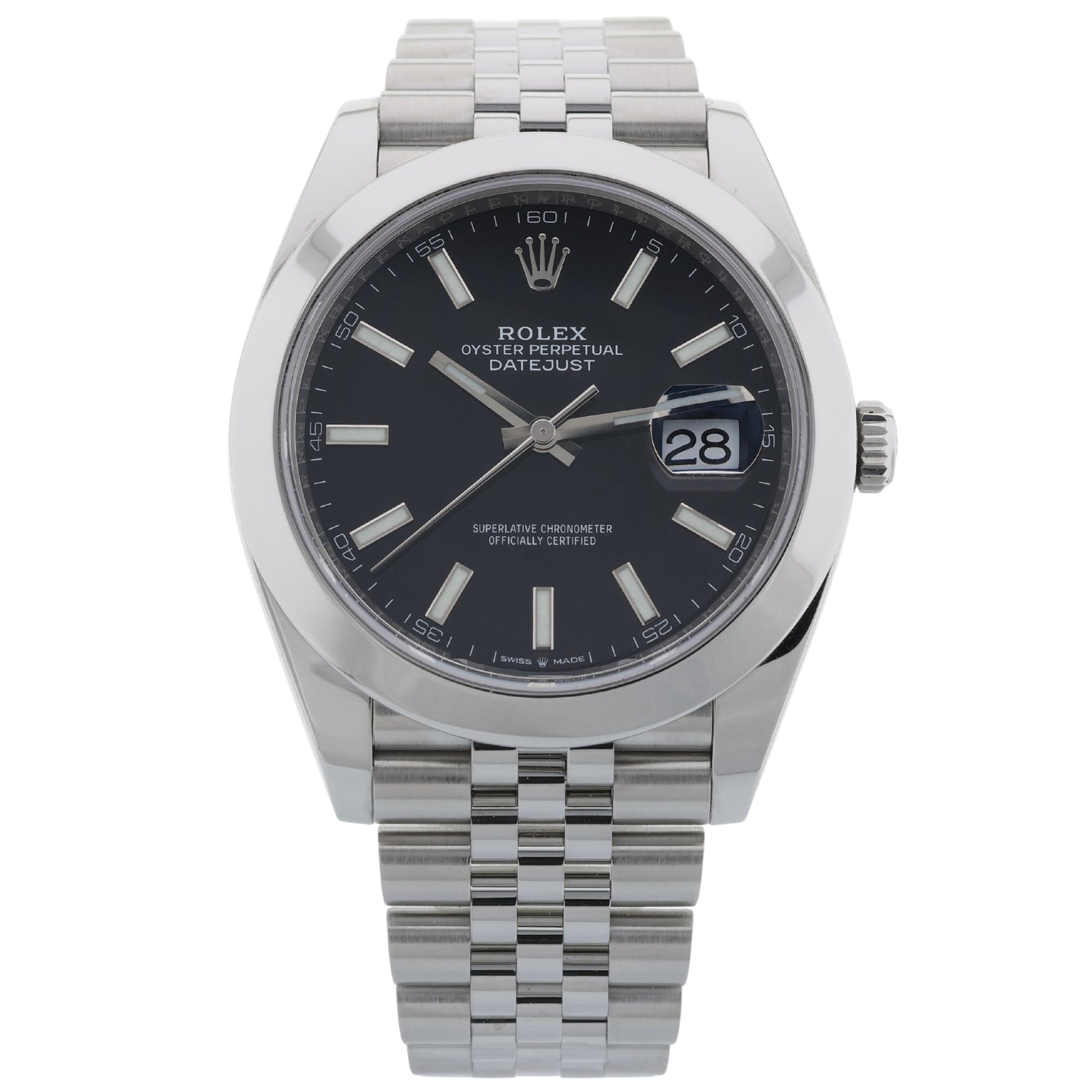Rolex Datejust 41, Black Dial, Jubilee, Edelstahl, Ref. 126300, 2021, B+P - LUXUHRIA