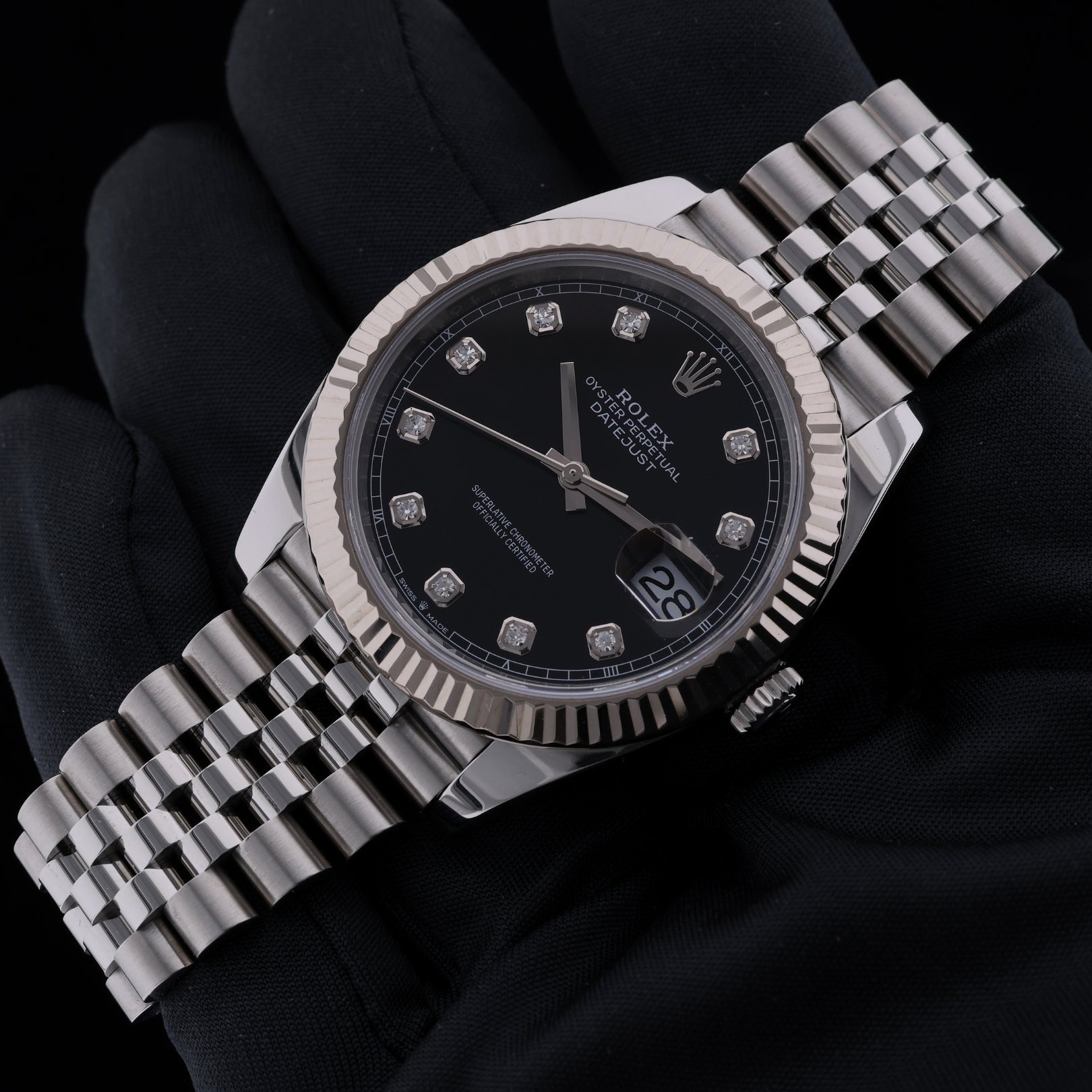 Rolex Datejust 41, Black Diamond Dial, Jubilee, Ref. 126334, 2025, B+P - LUXUHRIA