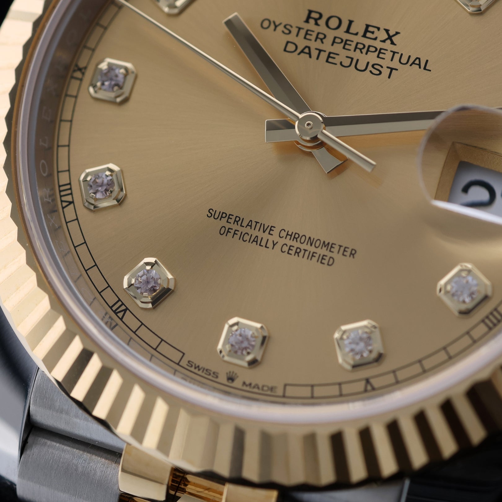 Rolex Datejust 41, Gold/Stahl, Jubilee, Champagner, Diamanten, Ref. 126333, 2024, B+P - LUXUHRIA