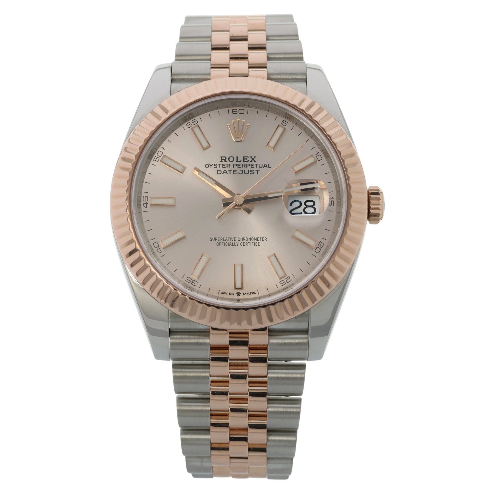 Rolex Datejust 41, Jubilee, Rolesor Everose, Sundust Dial, Ref. 126331, 12 - 2019, Rolex - Service 11 - 2025, B+P - LUXUHRIA