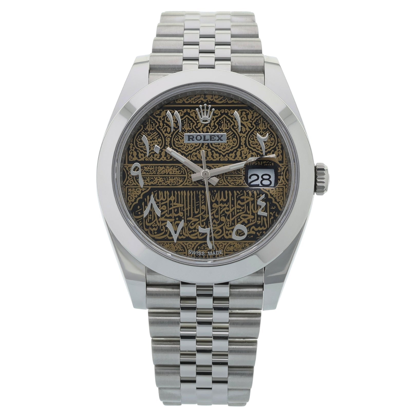 Rolex Datejust 41, Kaaba Dial, Jubillee, Ersatzblatt Weiss, Ref. 126300, 11 - 2023, B+P - LUXUHRIA