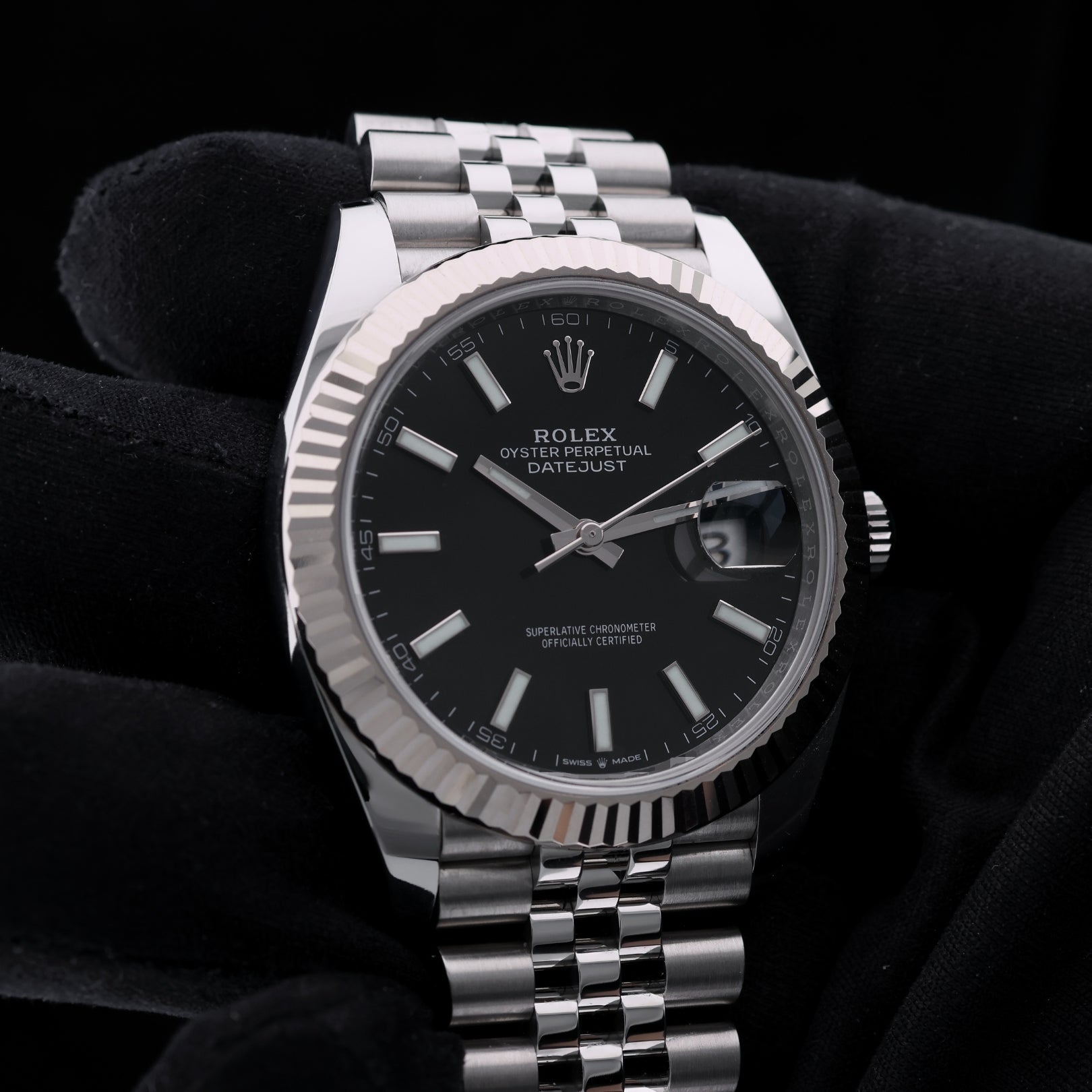 Rolex Datejust 41, Weissgold/Stahl, Schwarz, Jubilee - Armband, Ref. 126334, B+P - LUXUHRIA