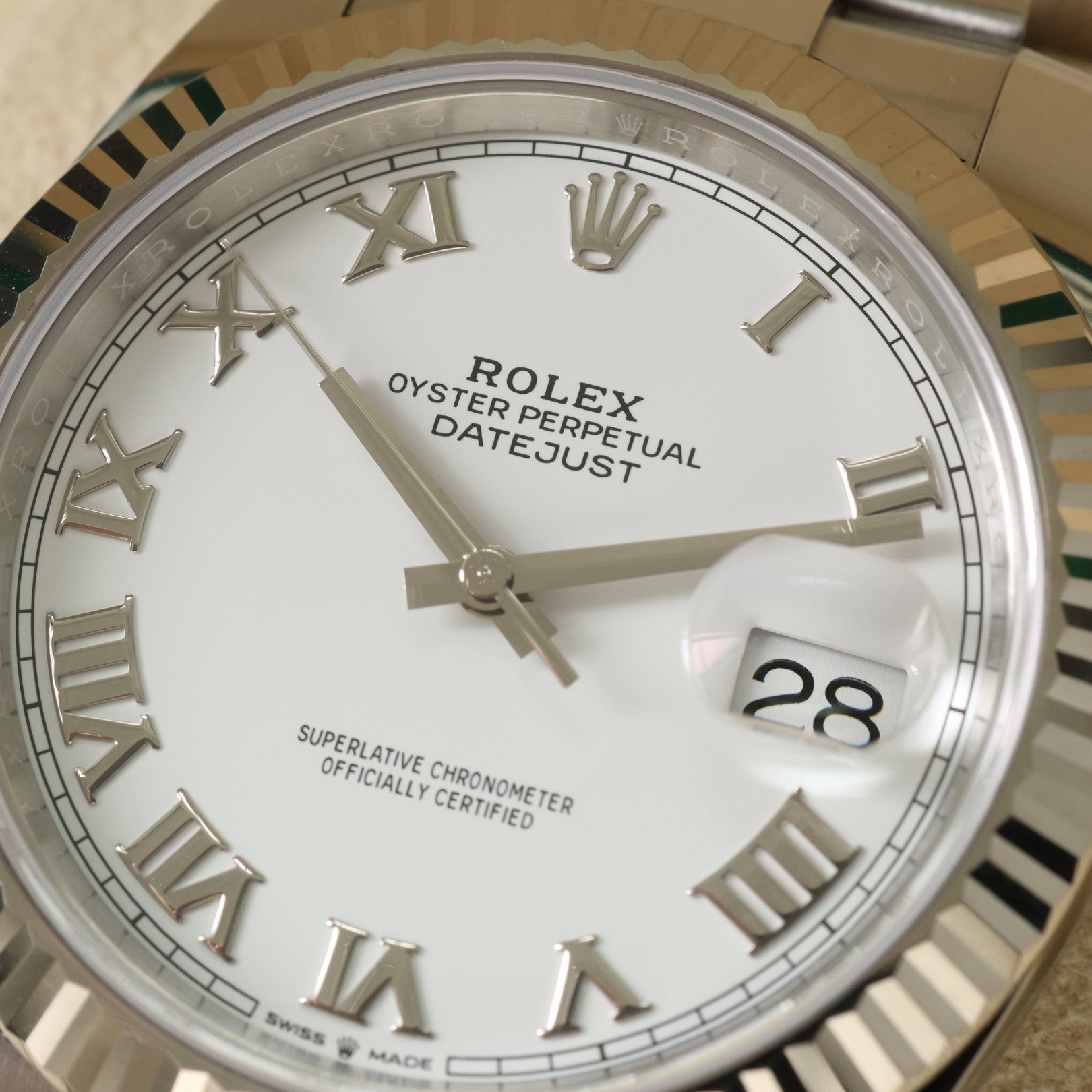 Rolex Datejust 41, White Roman Dial, Oyster, Ref. 126334, 2022, B+P - LUXUHRIA