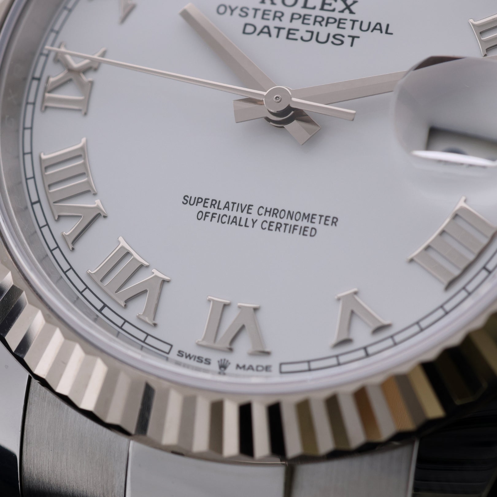 Rolex Datejust 41, White Roman Dial, Oyster, Ref. 126334, 2022, B+P - LUXUHRIA