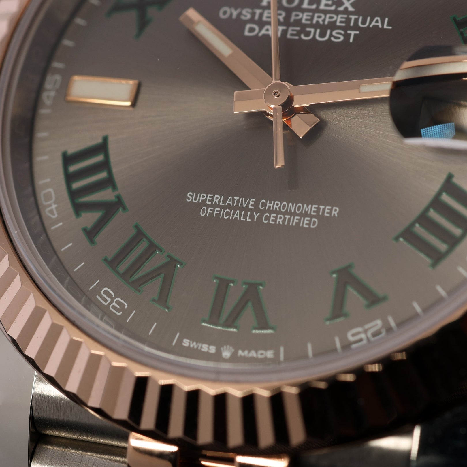Rolex Datejust 41, Wimbledon Dial, Jubilee, Rolesor Everose, Ref. 126331, 12-2019, B+P - LUXUHRIA