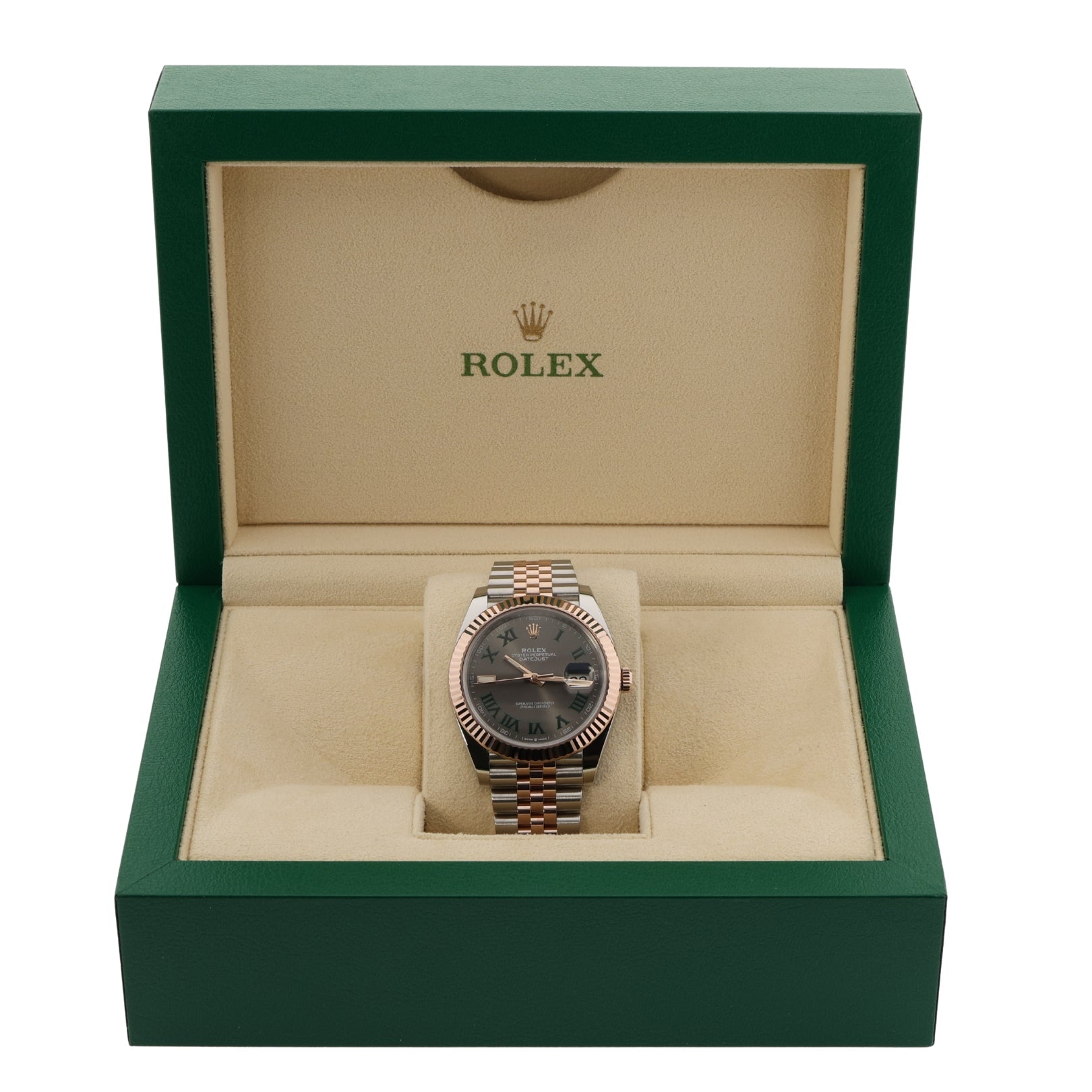 Rolex Datejust 41, Wimbledon Dial, Jubilee, Rolesor Everose, Ref. 126331, 12-2019, B+P - LUXUHRIA