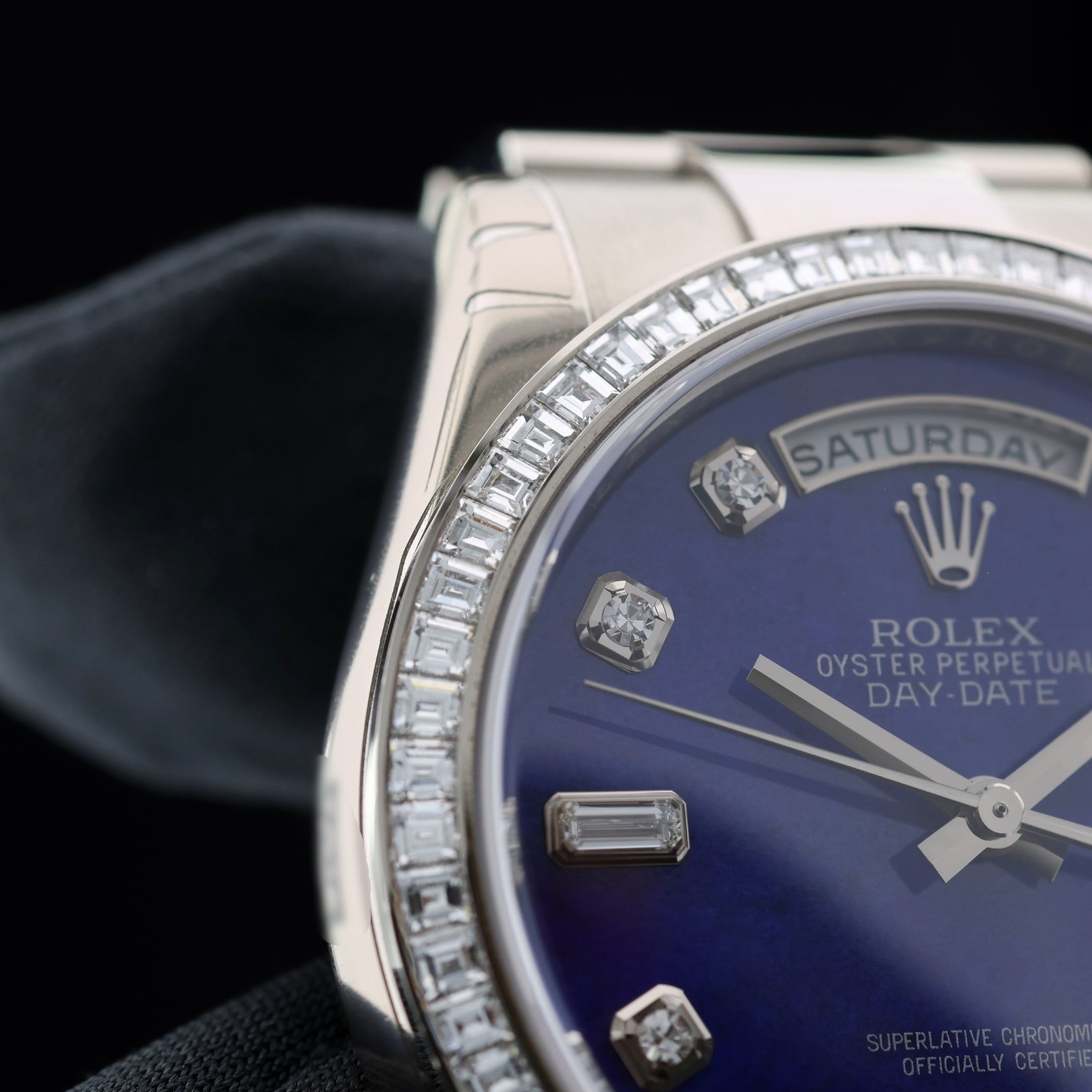 Rolex Day - Date 36, Lapislazuli Zifferblatt, Diamanten Set, Ref. 118399BR, LC100, 12 - 2015, B+P - LUXUHRIA