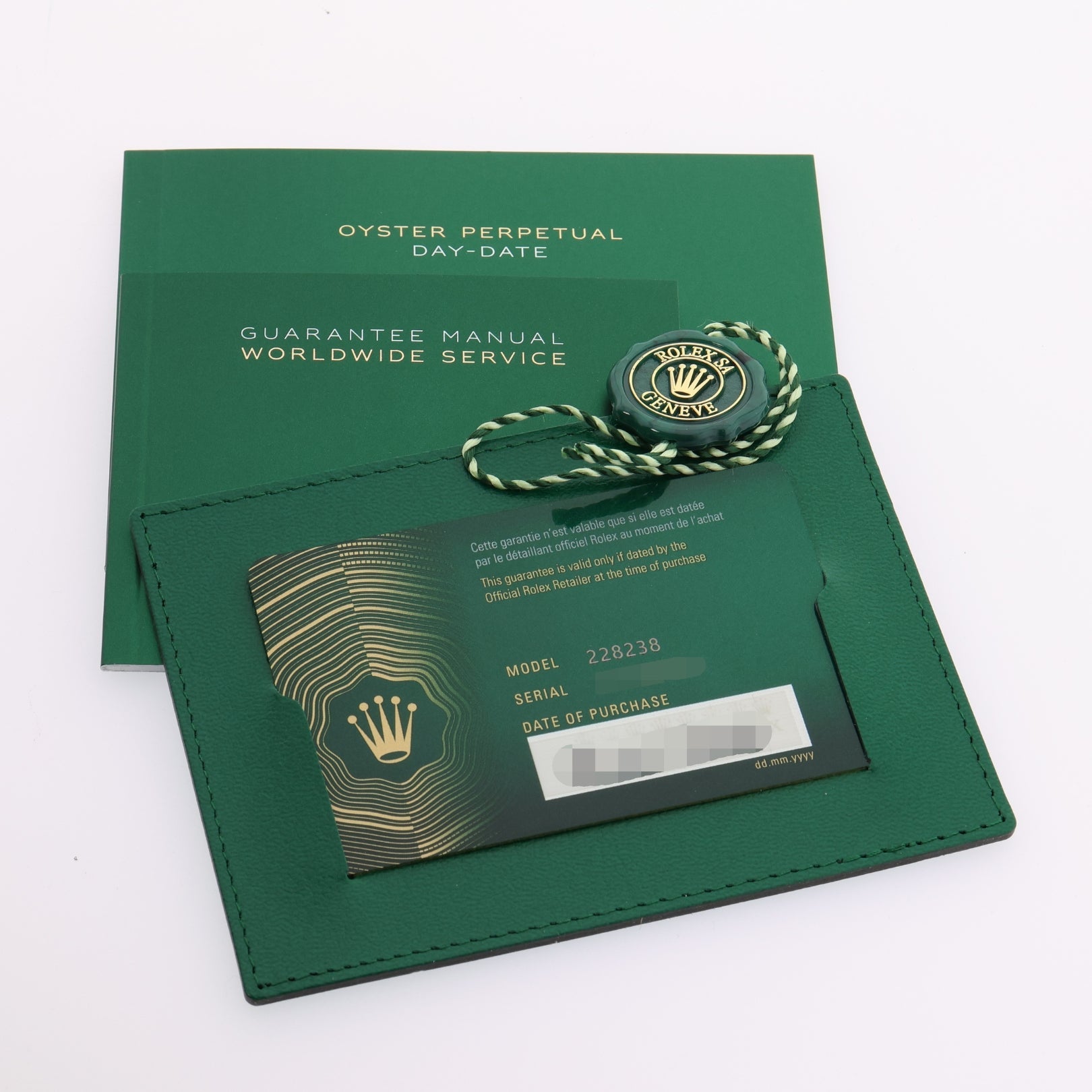 Rolex Day - Date 40, Ombre Green Dial, Gelbgold, Ref. 228238, 11 - 2024, B+P - LUXUHRIA