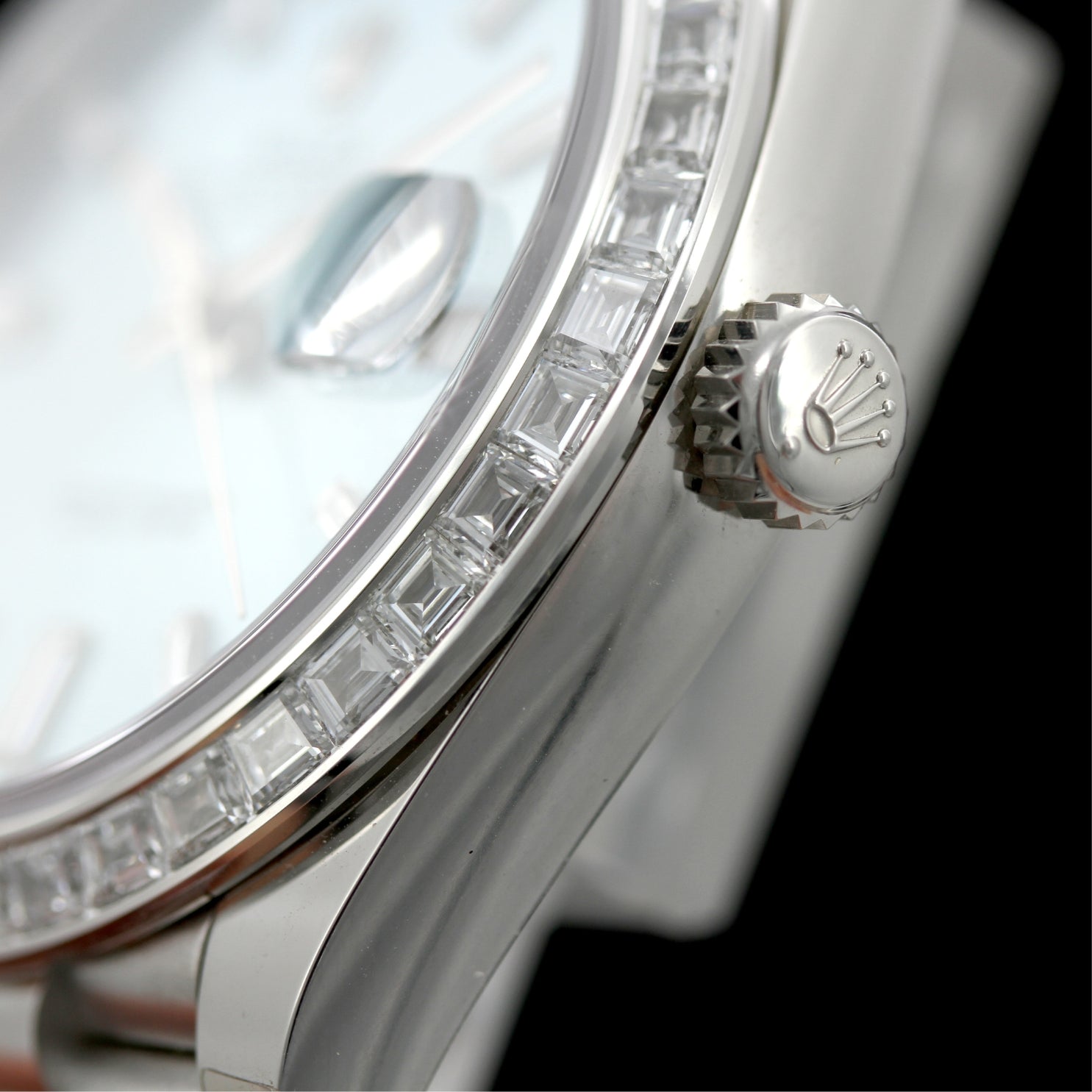Rolex Day - Date 40, Platinum, Diamonds, Ref. 228396TBR, teilbeklebt, B+P - LUXUHRIA