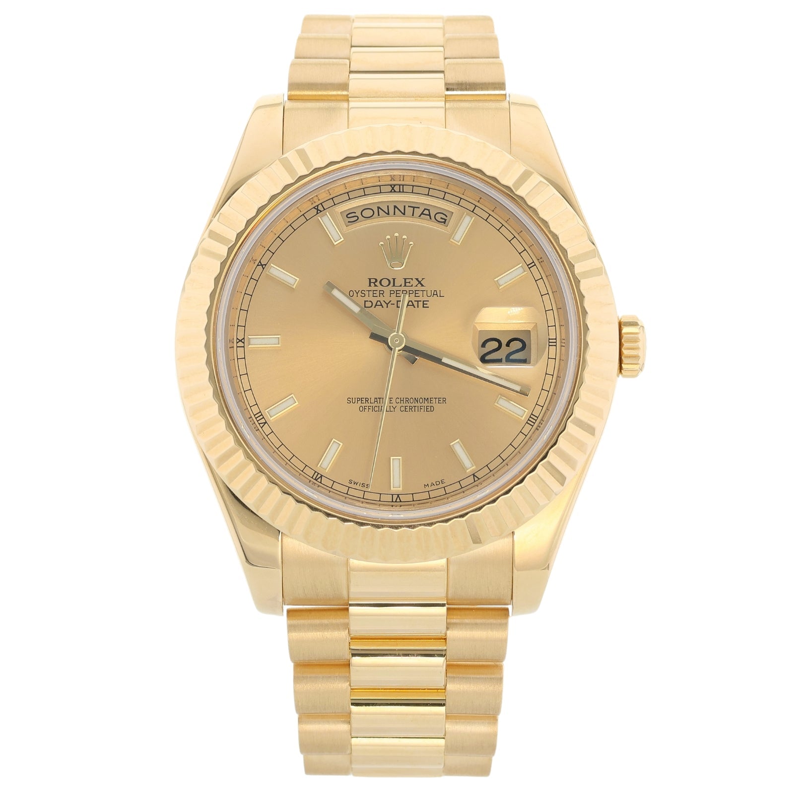Rolex Day - Date II 41mm, Gelbgold, Ref. 218238, Rolex - Service 12 - 2024, B+P - LUXUHRIA