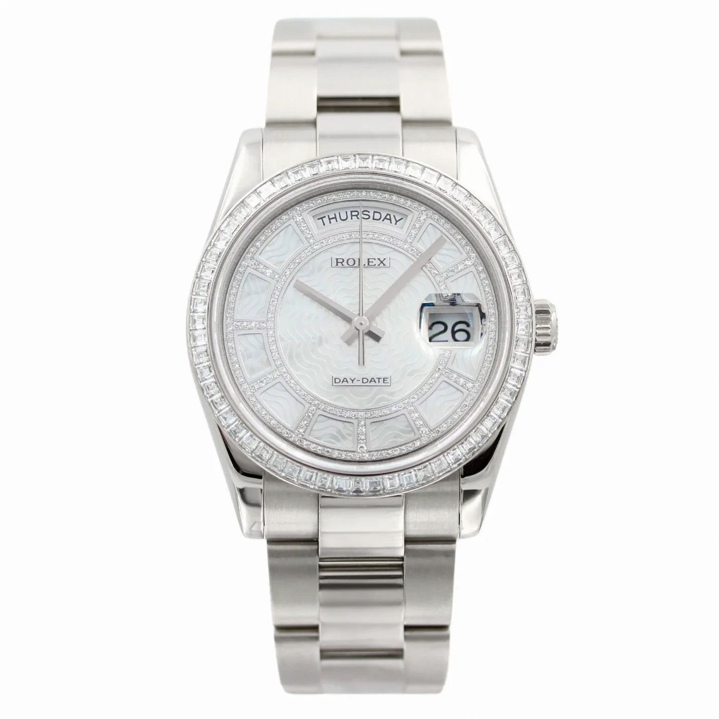 Rolex Day - Date, MOP, Diamanten Set, Perlmutt, 118399BR, LC100, B+P - LUXUHRIA