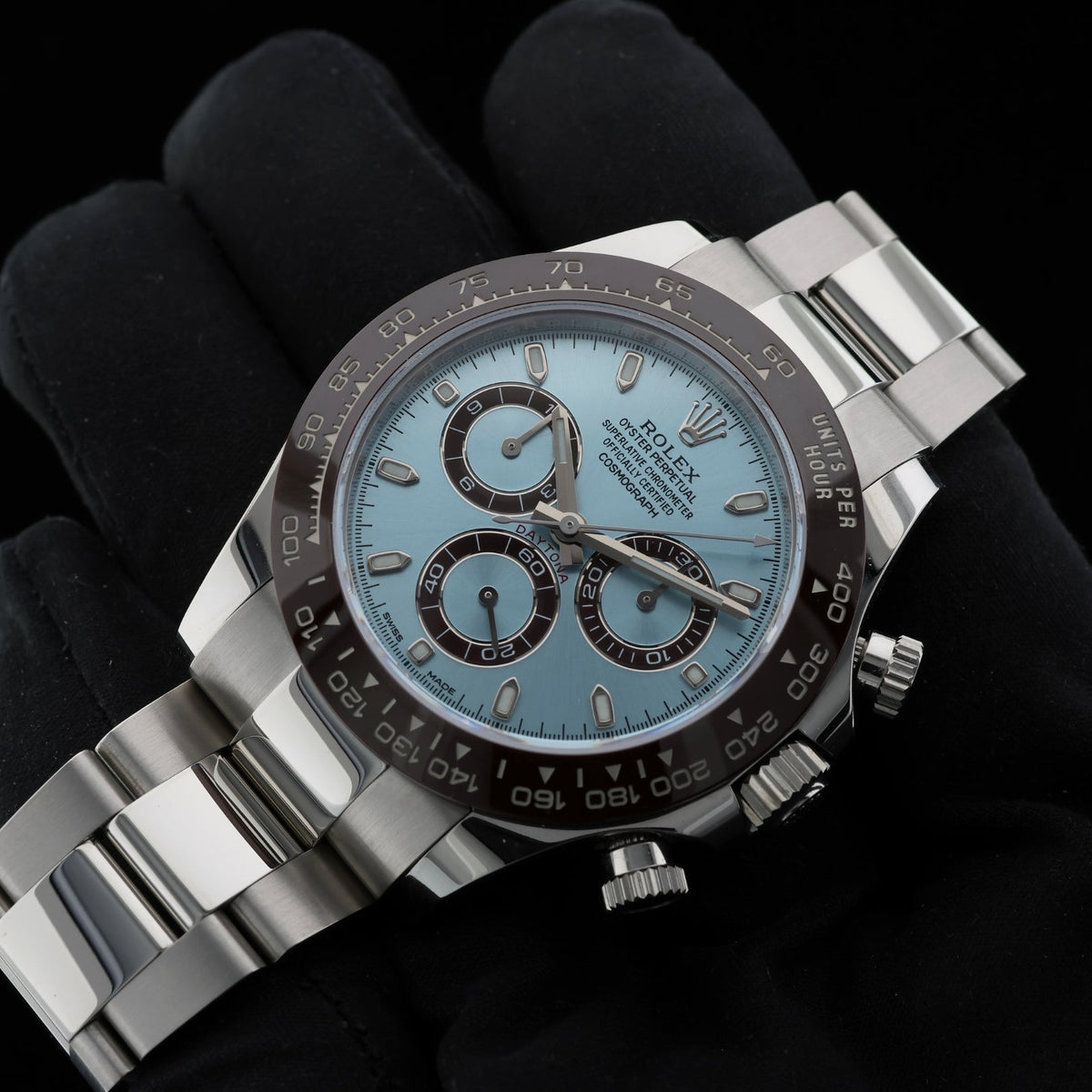 Rolex Daytona Cosmograph Platin, Ref. 116506, Ice Blue, 2023/DE, B+P - LUXUHRIA