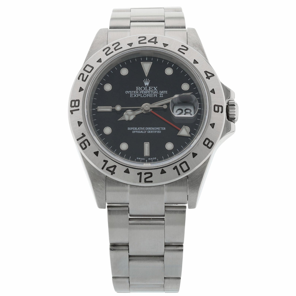 Rolex Explorer II, Black Dial, Edelstahl, Service 2020, Ref. 16570, 06-2004, B+P - LUXUHRIA